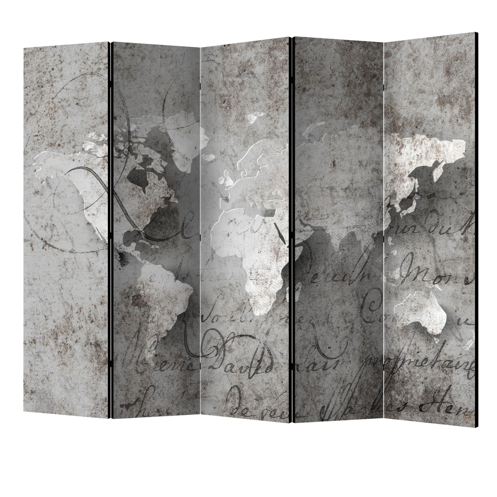 Paravan din 5 parti - Harta si litera II - 225 x 172 cm