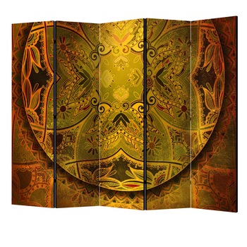 Paravan din 5 parti - Mandala poemul de aur II - 225 x 172 cm Paravan din 5 parti - Mandala poemul de aur II - 225 x 172 cm