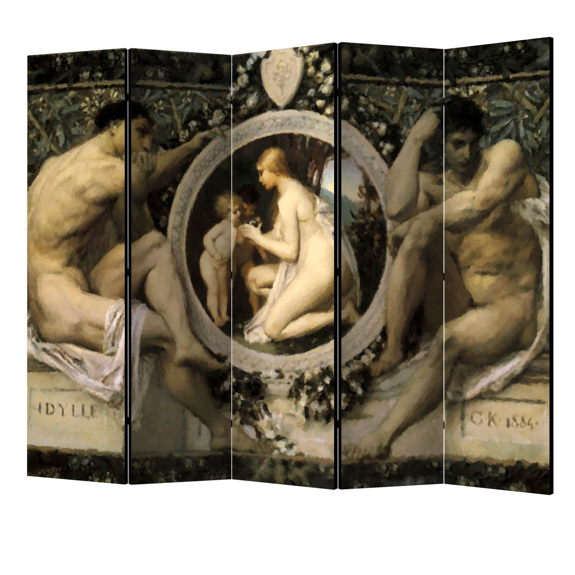 Paravan din 5 parti - Idila gustav klimt II - 225 x 172 cm