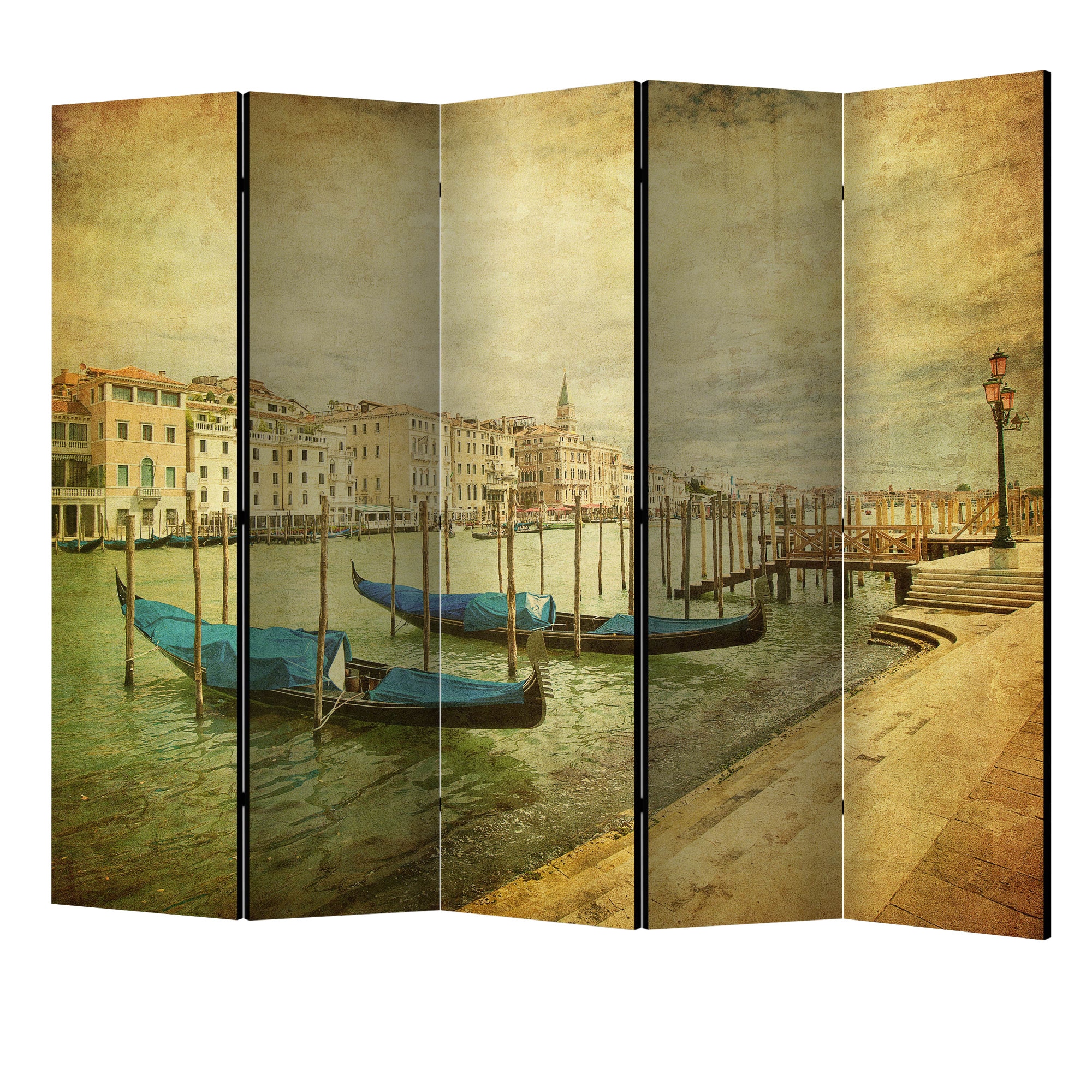 Paravan din 5 parti - Grand canal venetia vintage II - 225 x 172 cm