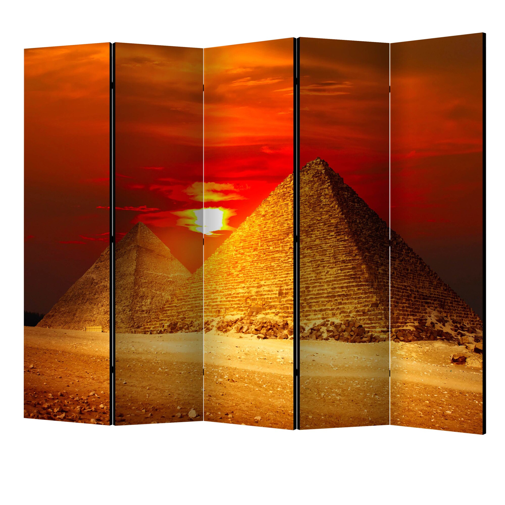 Paravan din 5 parti - Necropola de la giza apus de soare II - 225 x 172 cm