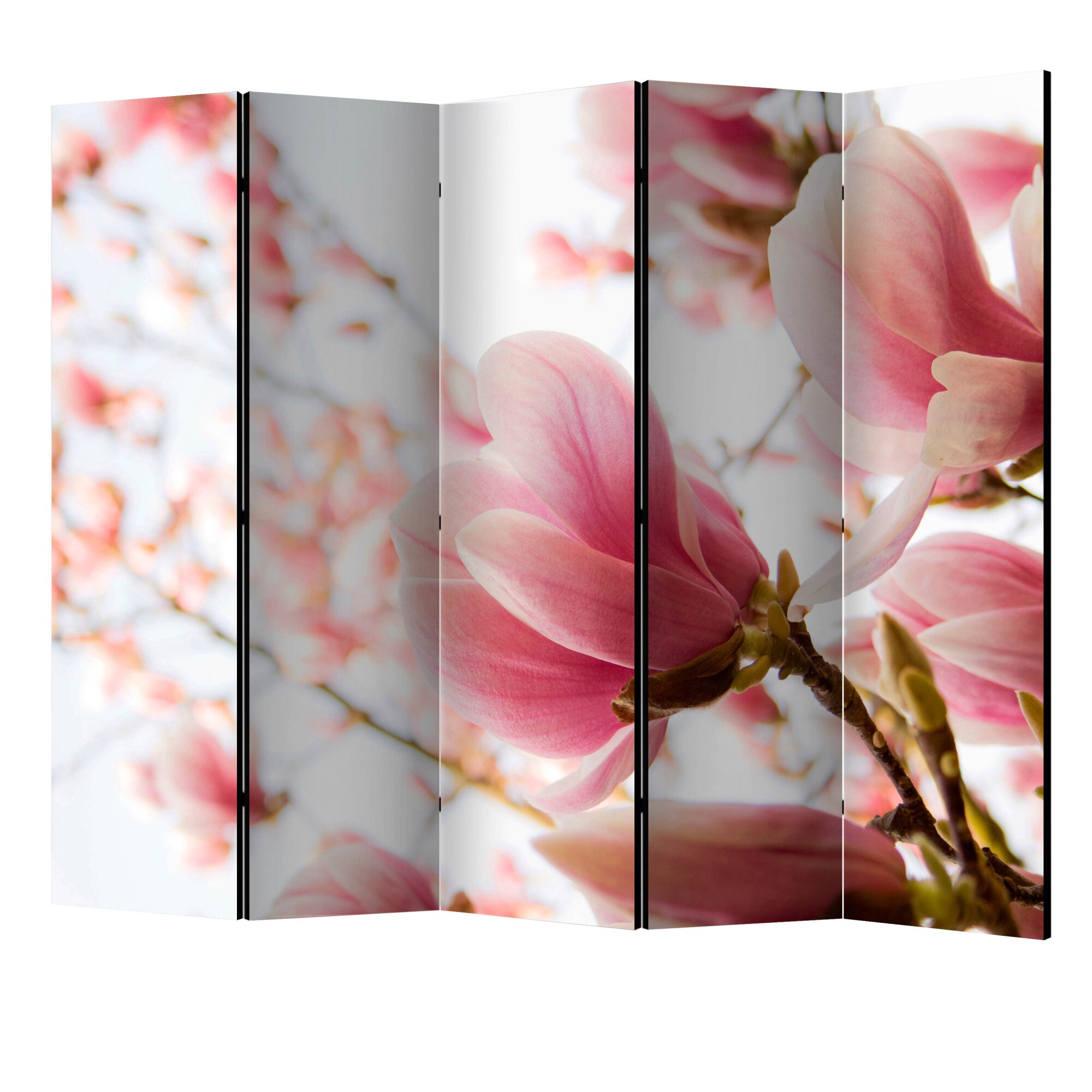Paravan din 5 parti - Magnolia roz II - 225 x 172 cm