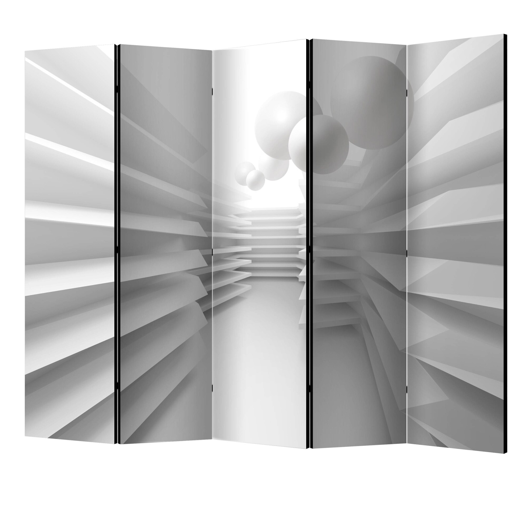 Paravan din 5 parti - Labirint alb II - 225 x 172 cm