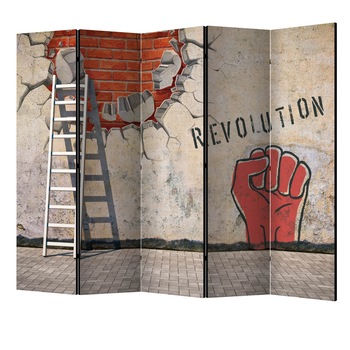 Paravan din 5 parti - Mana invizibila a revolutiei II - 225 x 172 cm Paravan din 5 parti - Mana invizibila a revolutiei II - 225 x 172 cm