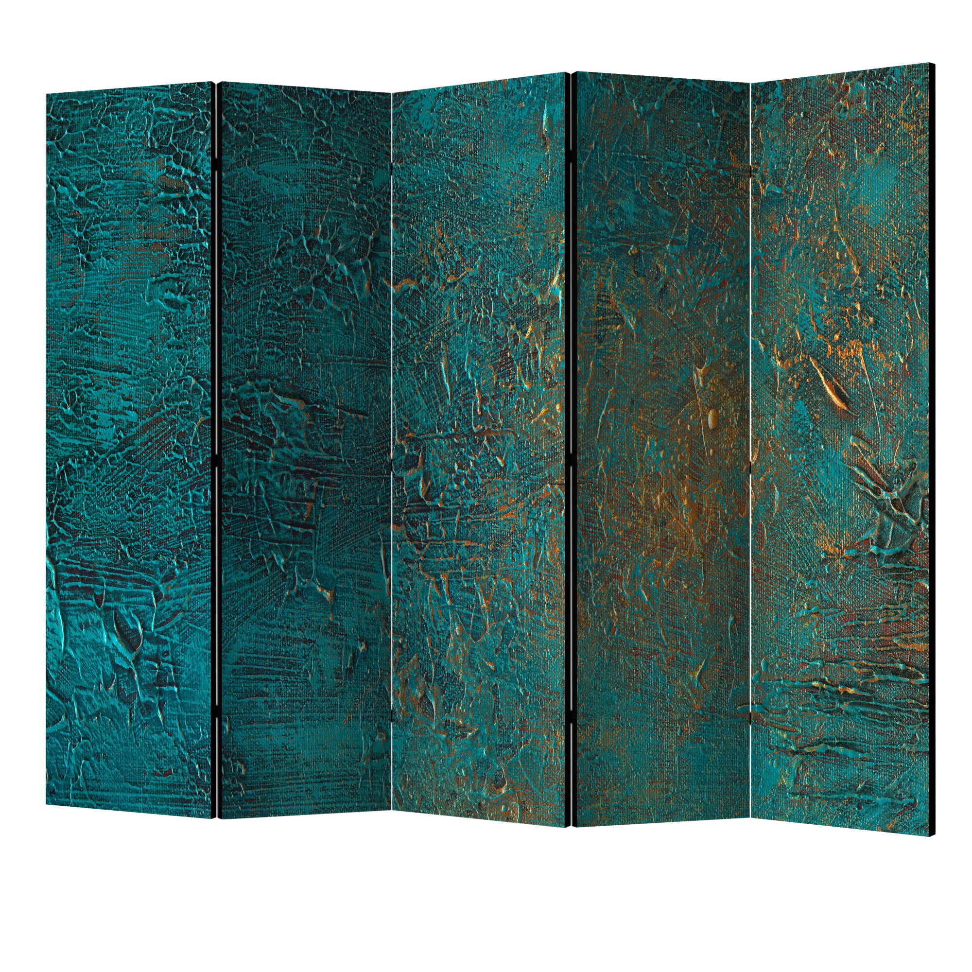 Paravan din 5 parti - Oglinda azur II - 225 x 172 cm