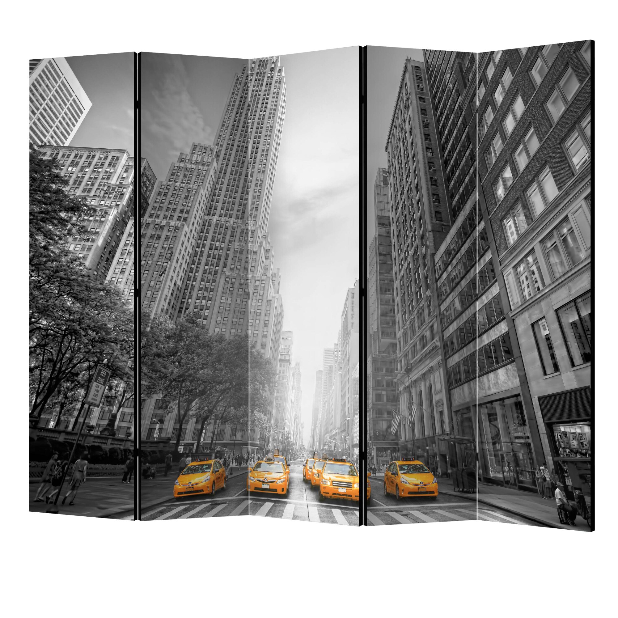 Paravan din 5 parti - New york taxiuri galbene II - 225 x 172 cm