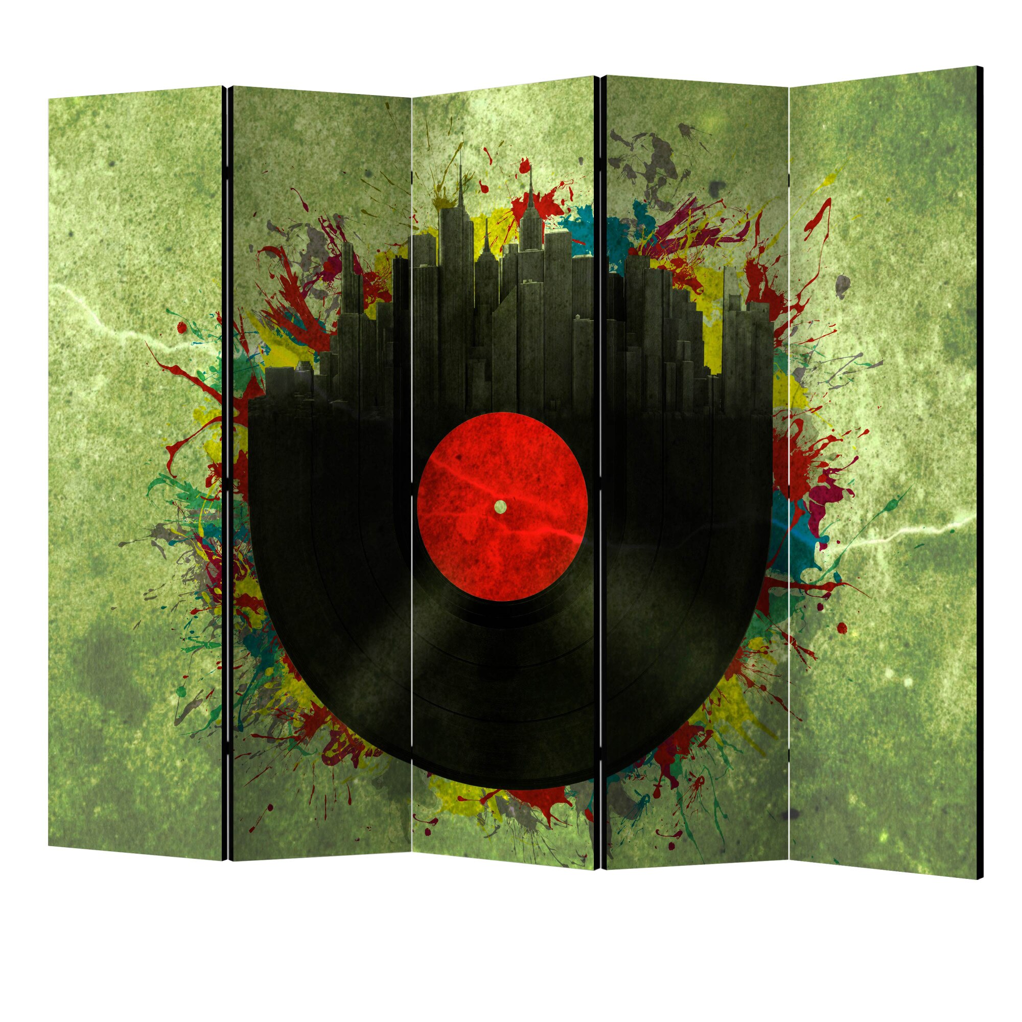 Paravan din 5 parti - Melodii colorate ale orasului II - 225 x 172 cm