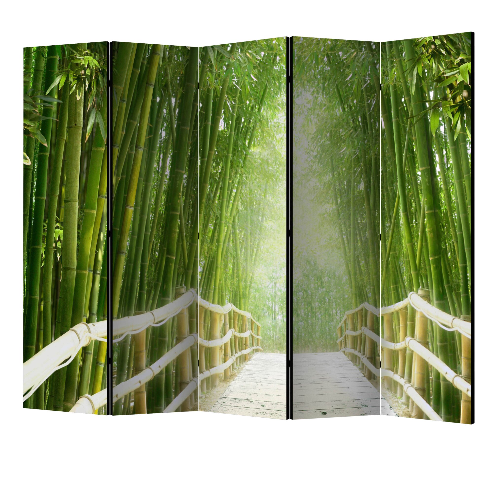 Paravan din 5 parti - Lumea magica a verde II - 225 x 172 cm