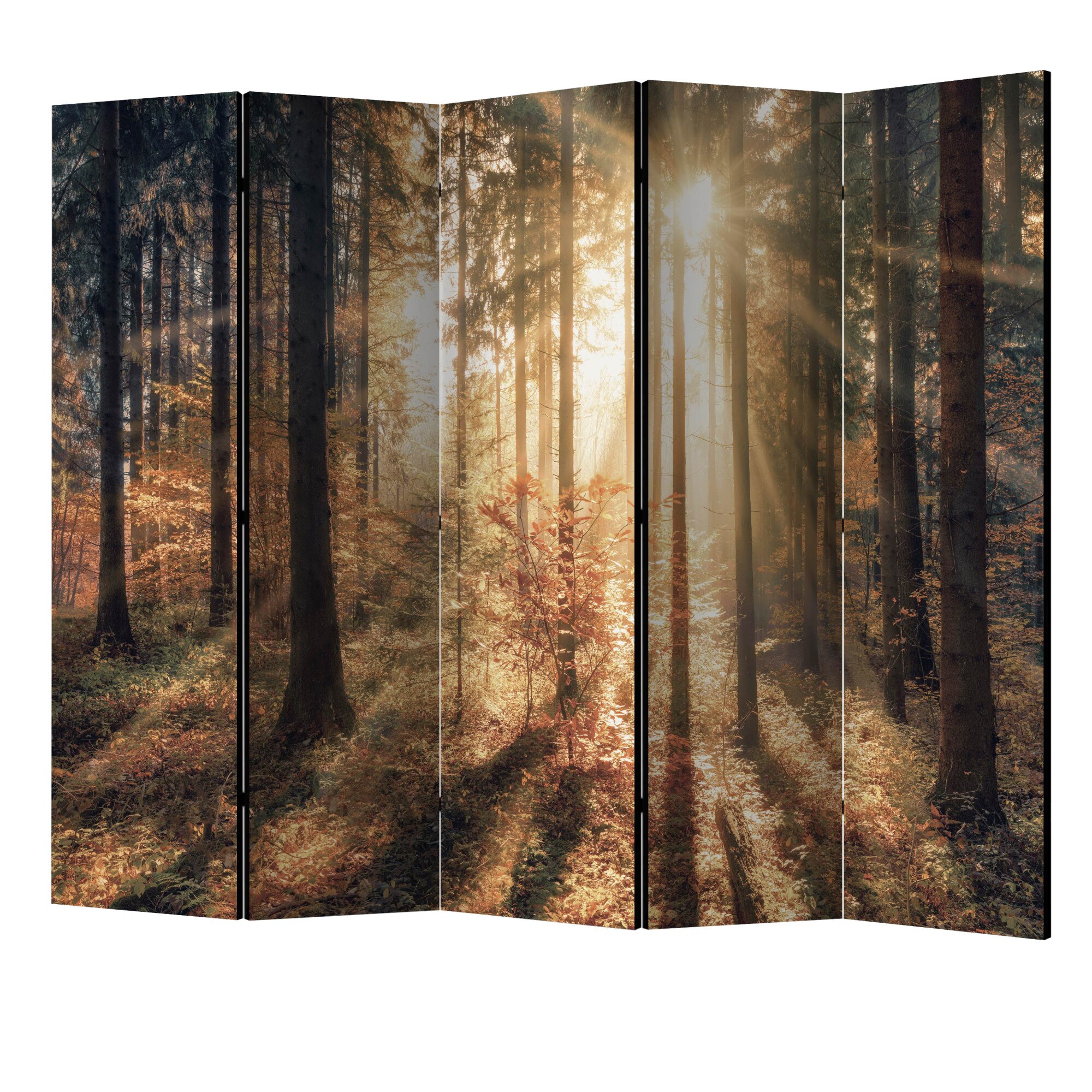 Paravan din 5 parti - Padurea de toamna II - 225 x 172 cm