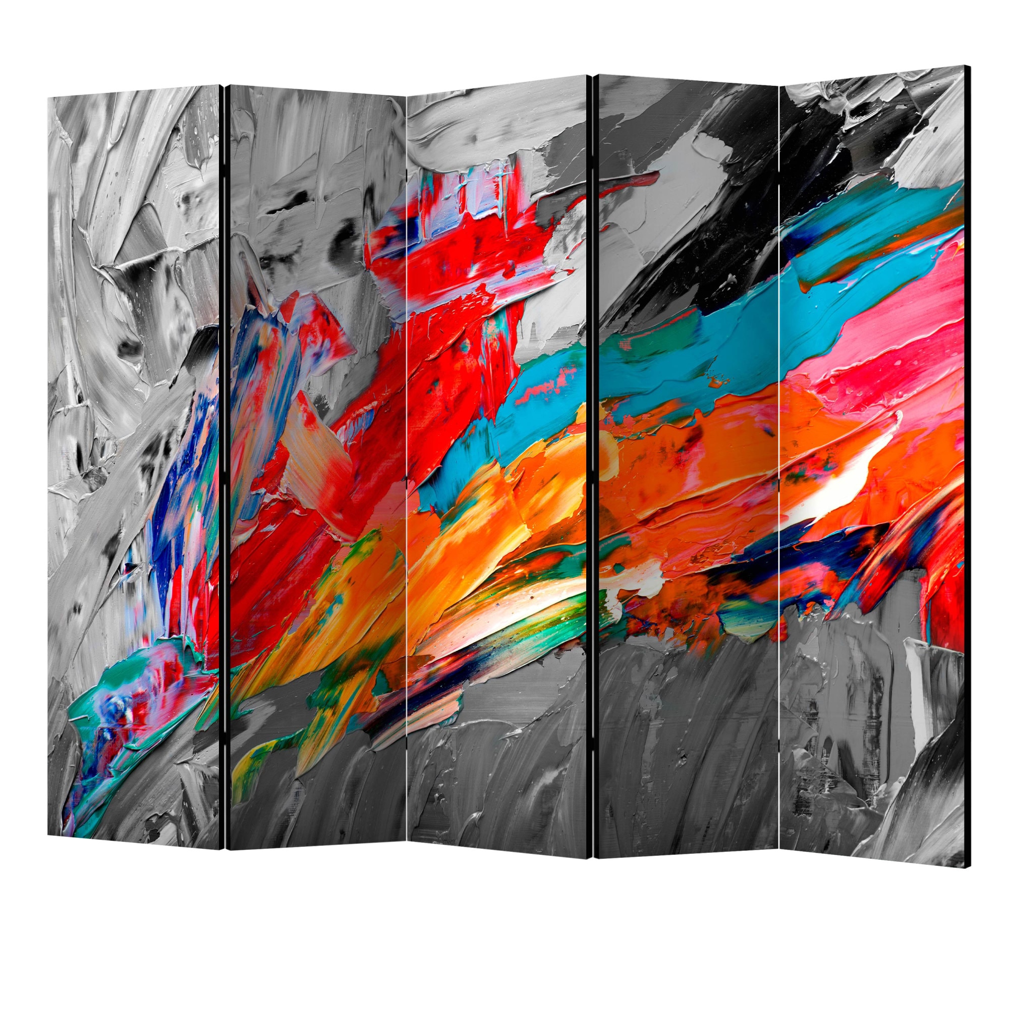 Paravan din 5 parti - Pasarea aprinsa II - 225 x 172 cm