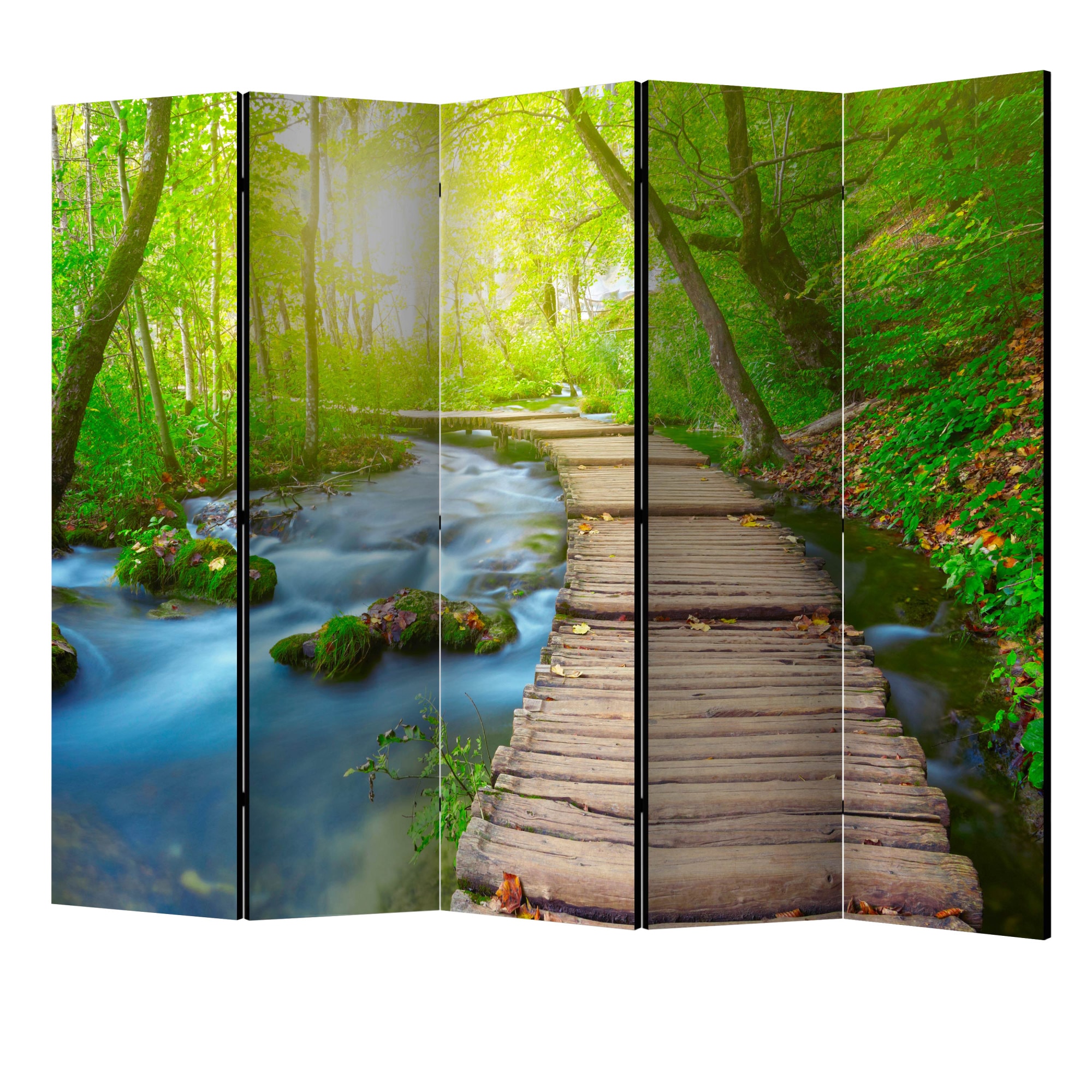 Paravan din 5 parti - Padurea verde II - 225 x 172 cm