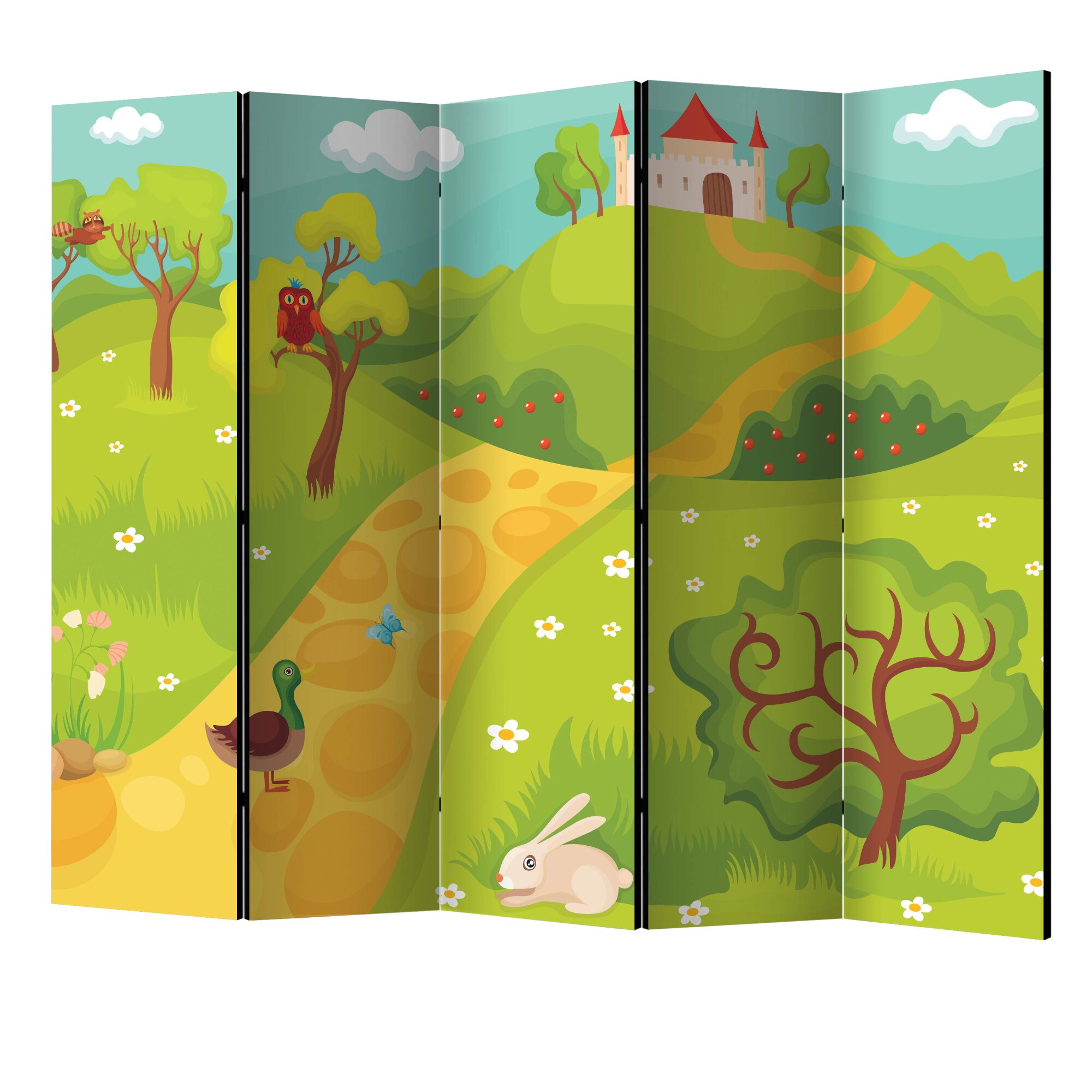 Paravan din 5 parti - Ocale catre un castel magic II - 225 x 172 cm