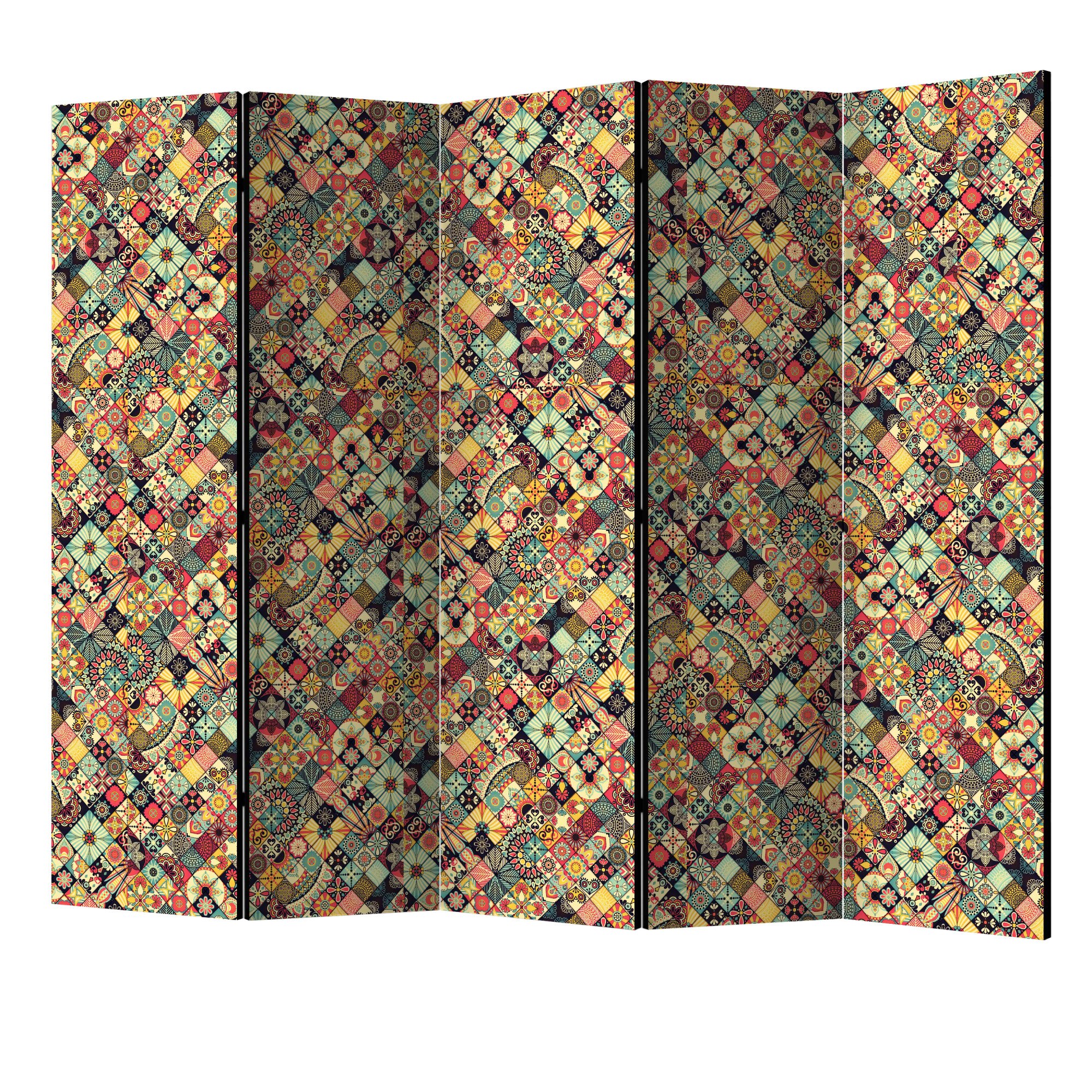 Paravan din 5 parti - Mozaic curcubeu II - 225 x 172 cm