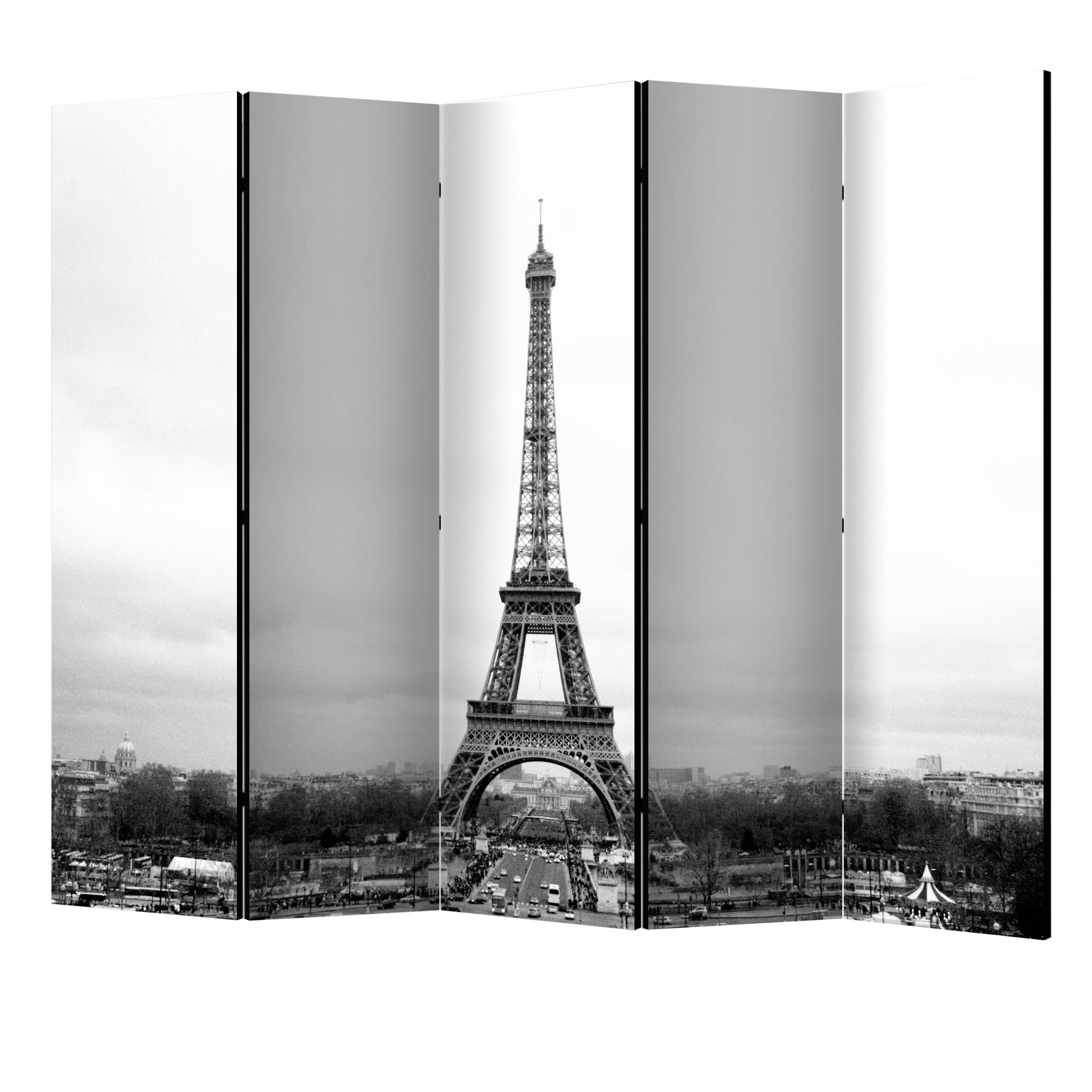 Paravan din 5 parti - Paris fotografie alb-negru II - 225 x 172 cm