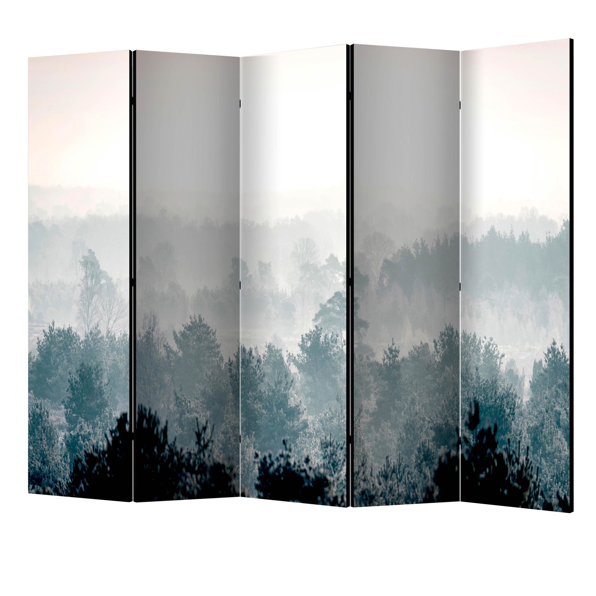 Paravan din 5 parti - Padurea de iarna II - 225 x 172 cm