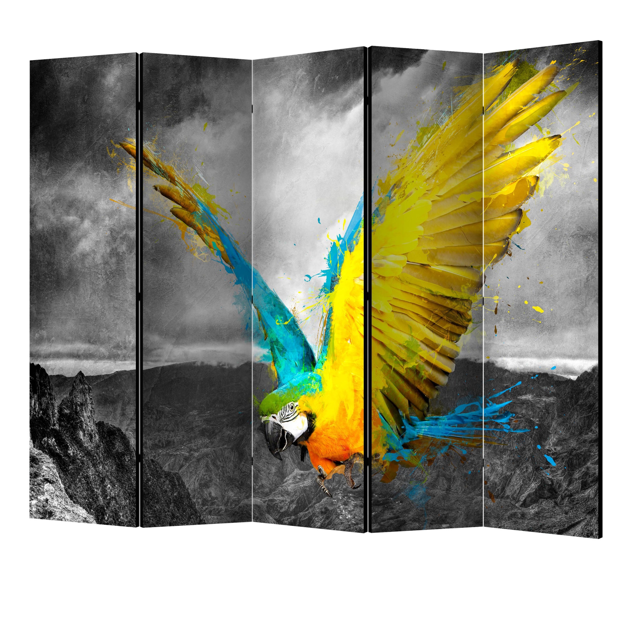 Paravan din 5 parti - Papagal exotic II - 225 x 172 cm
