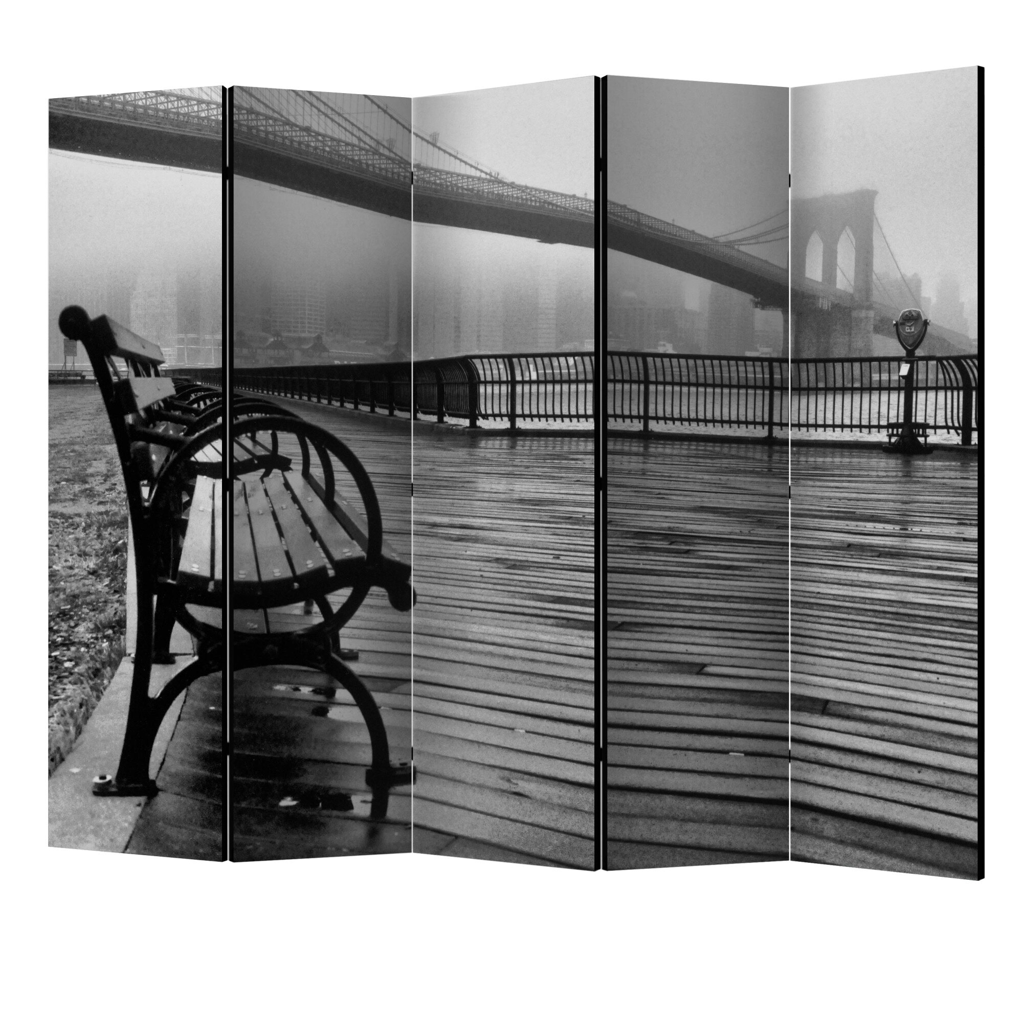 Paravan din 5 parti - Ozi de ceata pe podul brooklyn II - 225 x 172 cm