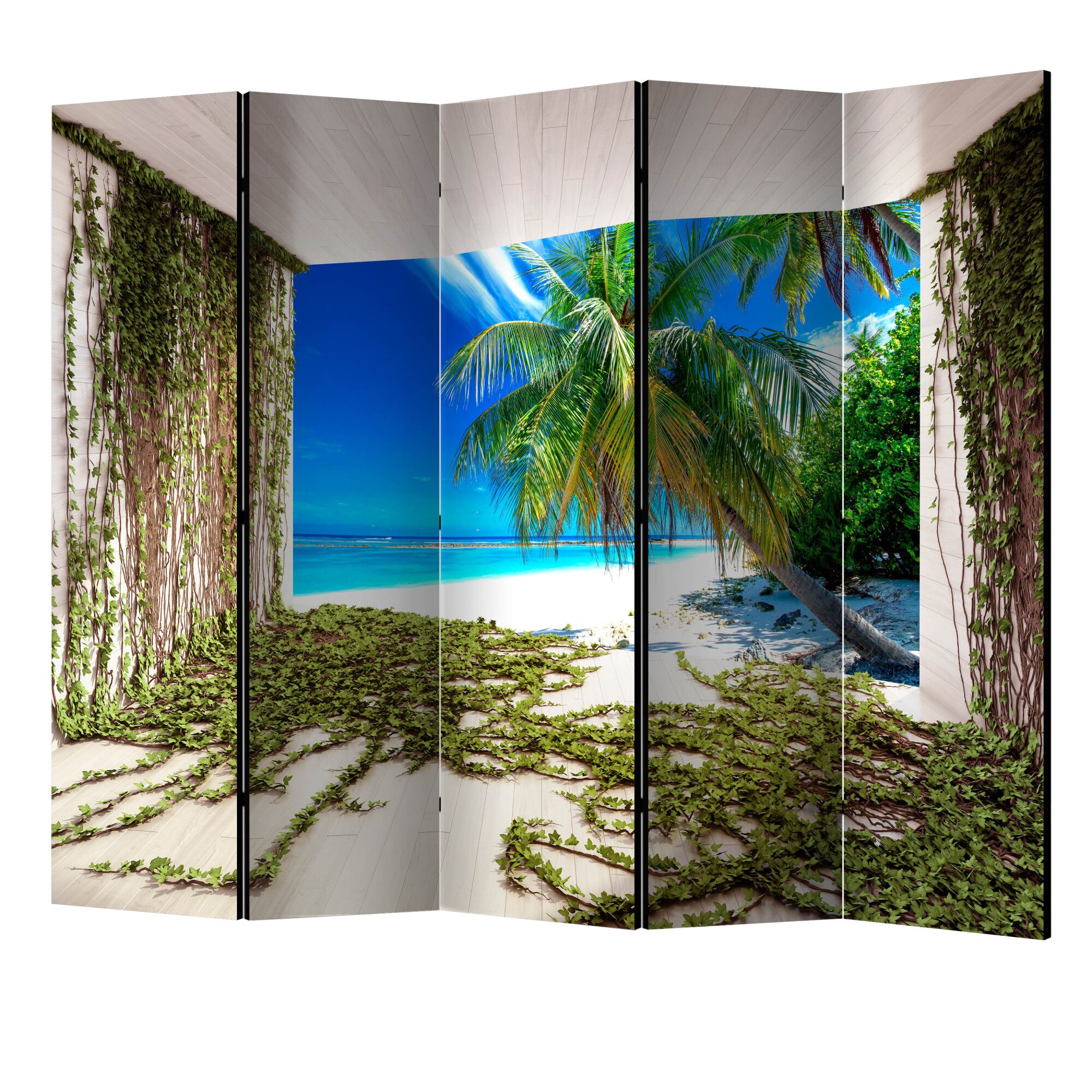 Paravan din 5 parti - Plaja si ivy II - 225 x 172 cm
