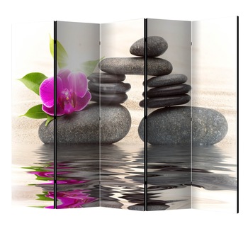 Paravan din 5 parti - Orhideea de repaus II - 225 x 172 cm Paravan din 5 parti - Orhideea de repaus II - 225 x 172 cm