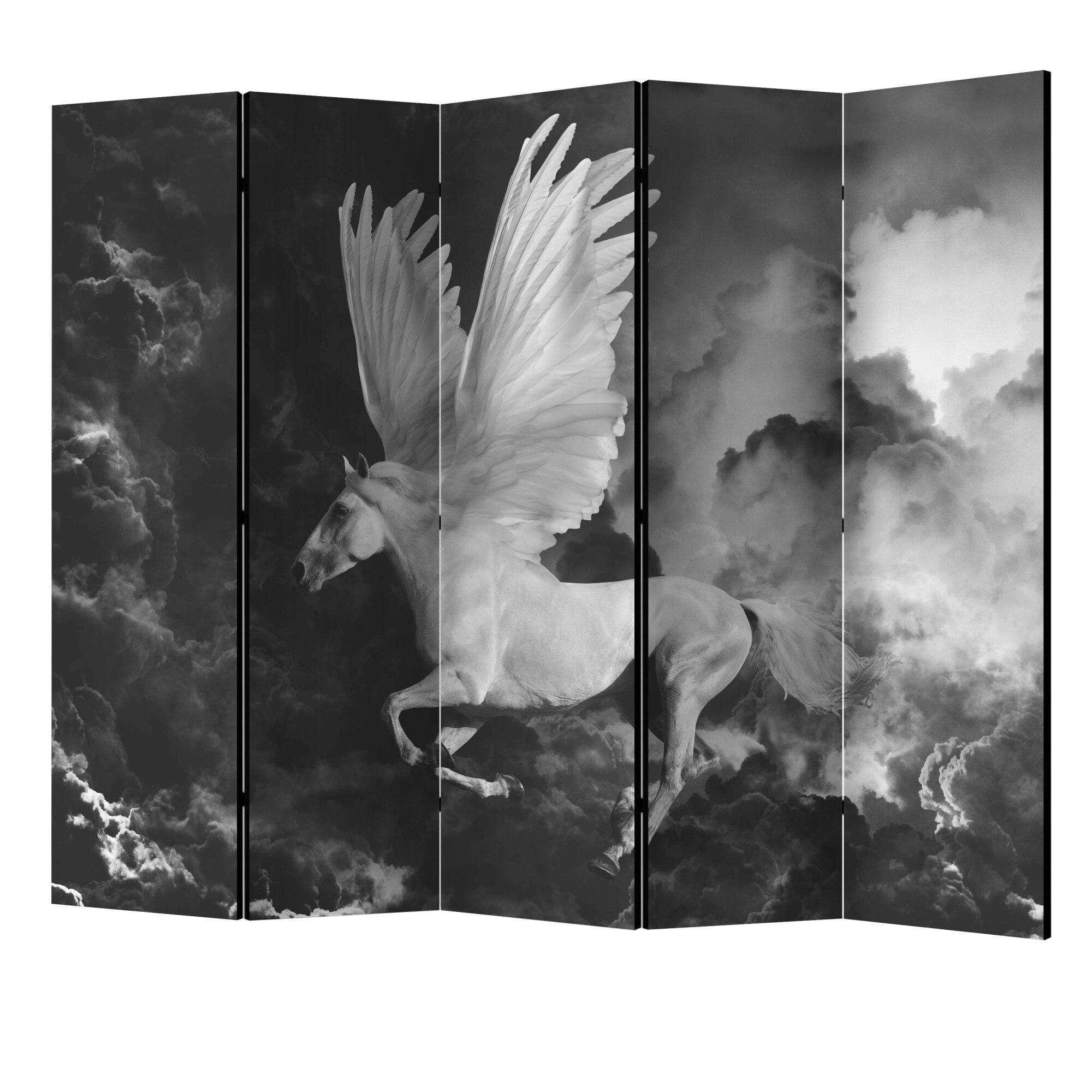 Paravan din 5 parti - Pegasus in drum spre muntele olimp II - 225 x 172 cm