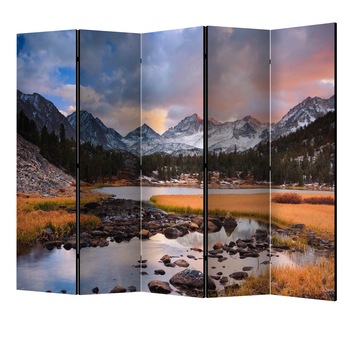 Paravan din 5 parti - Peisaj de munte uimitor II - 225 x 172 cm Paravan din 5 parti - Peisaj de munte uimitor II - 225 x 172 cm