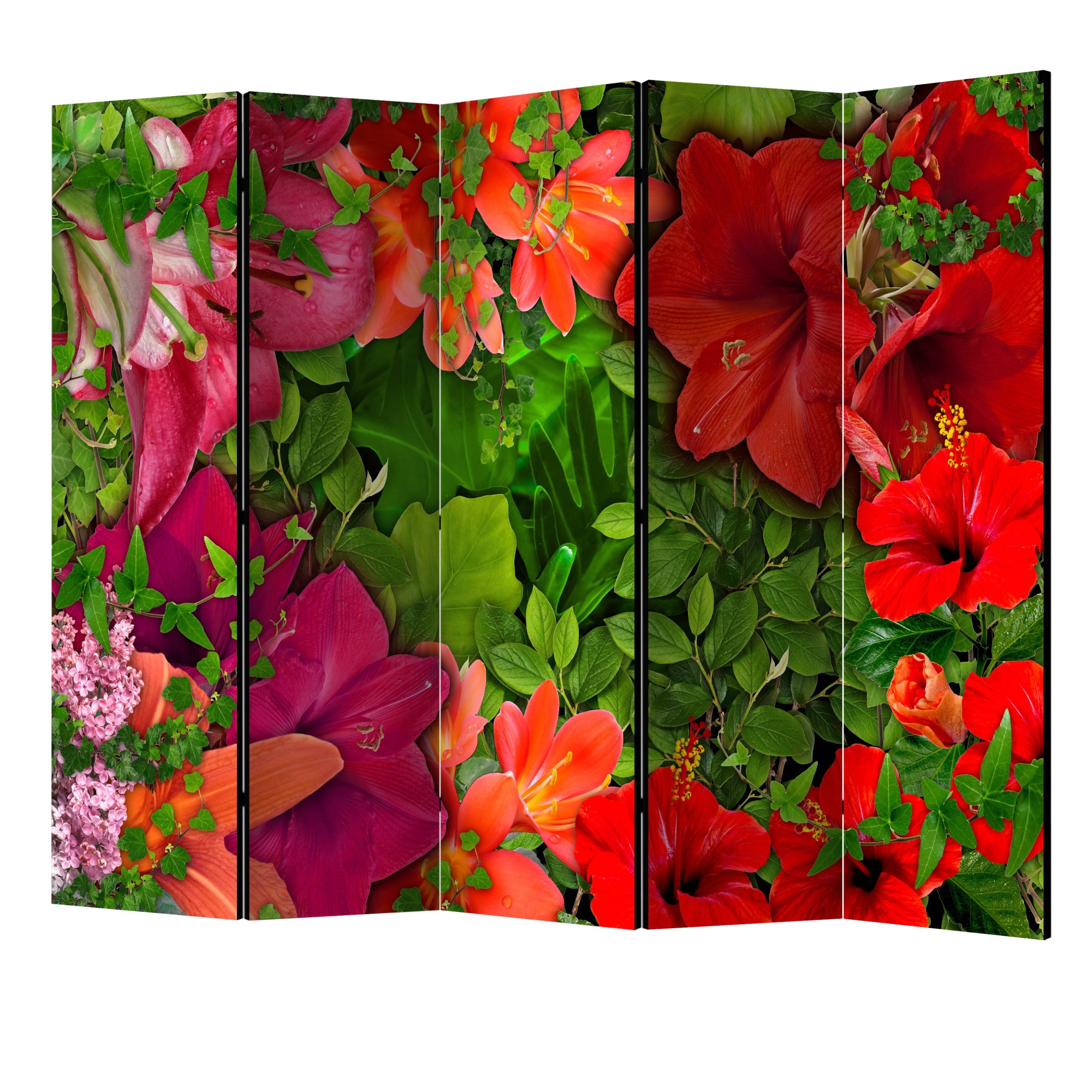 Paravan din 5 parti - Serenata de liliac II - 225 x 172 cm