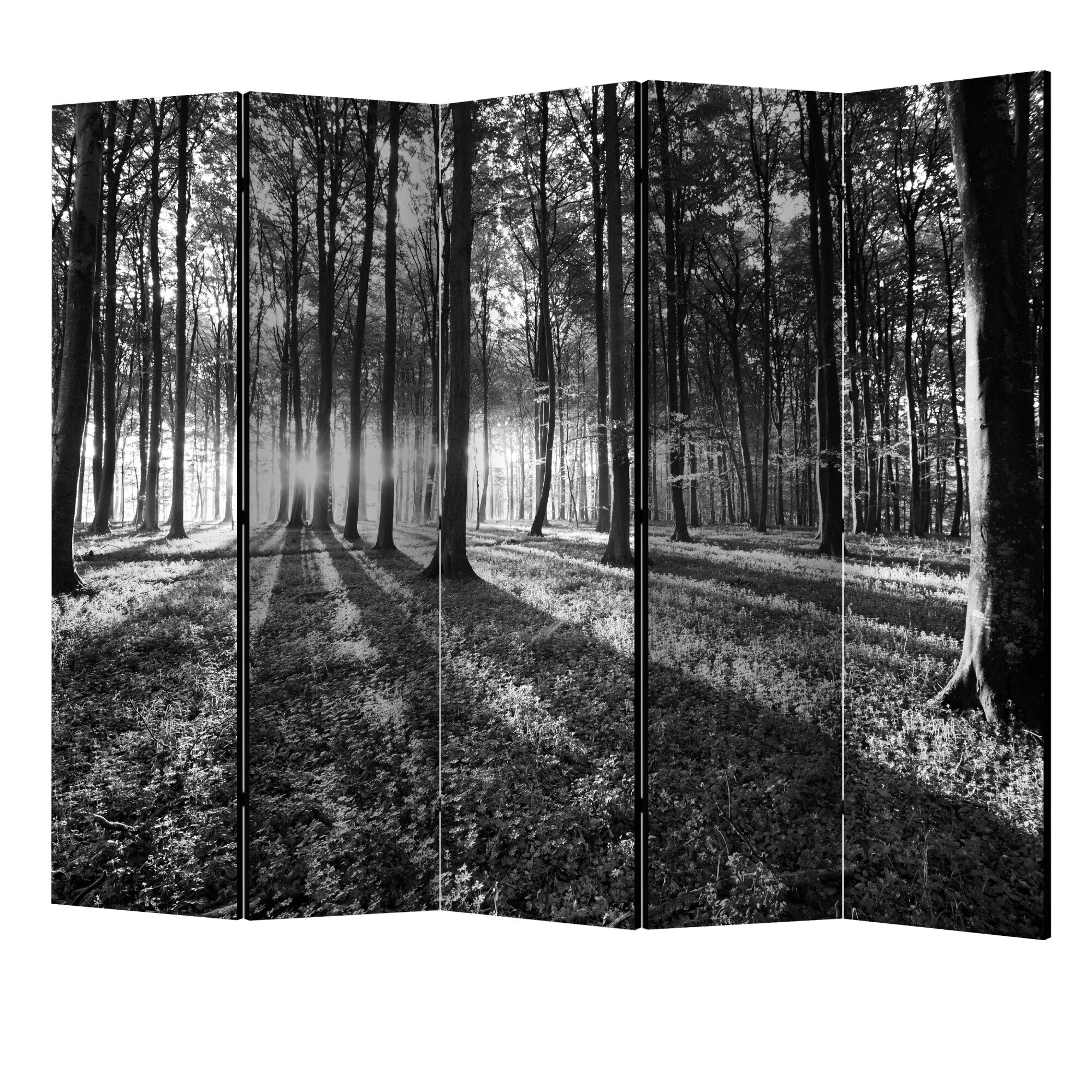 Paravan din 5 parti - Salbaticie gri II - 225 x 172 cm