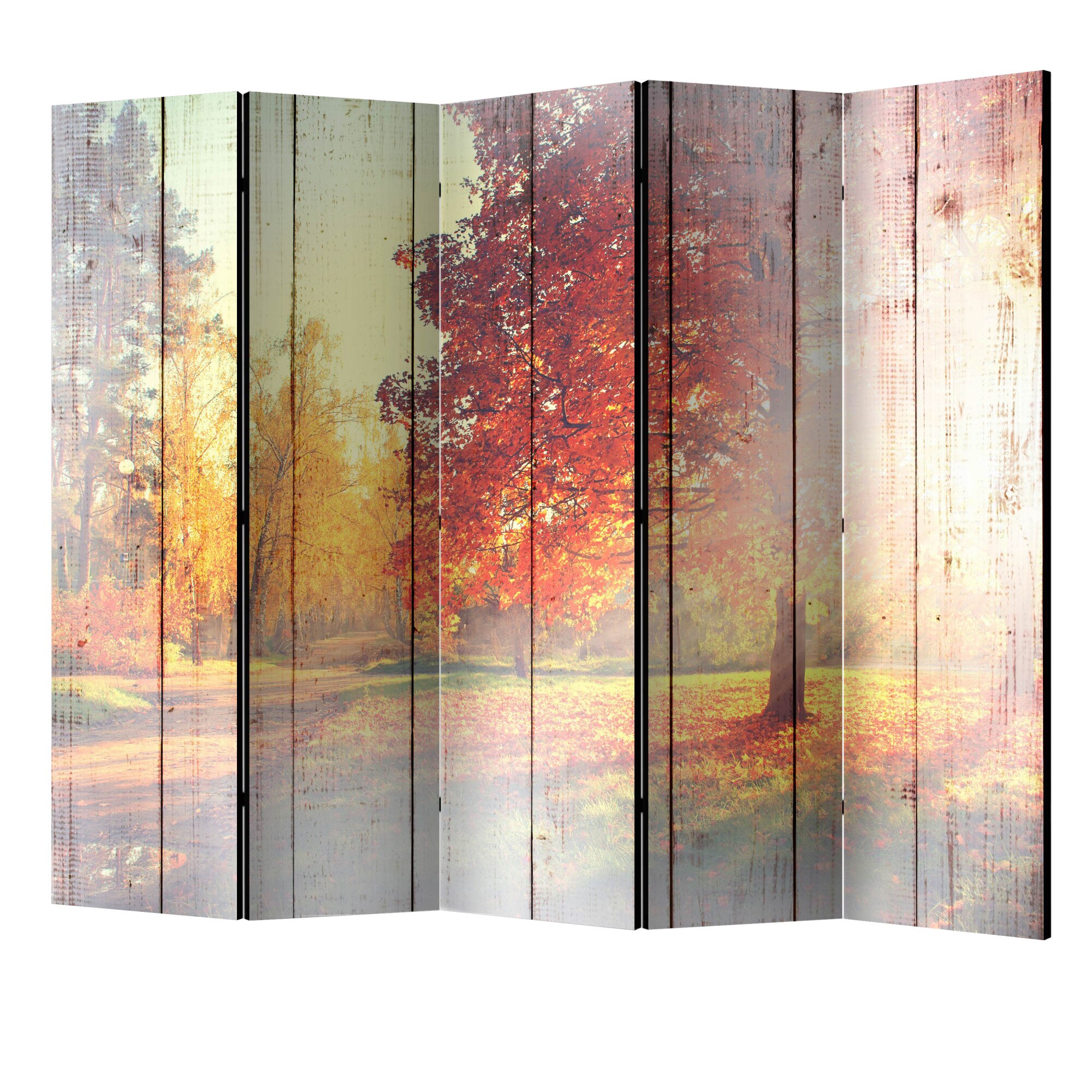 Paravan din 5 parti - Soarele de toamna II - 225 x 172 cm