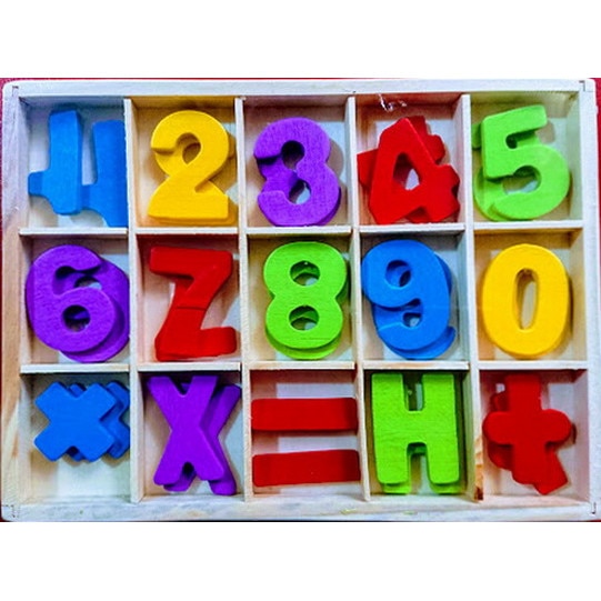Cifre multicolore din lemn, 30 bucati