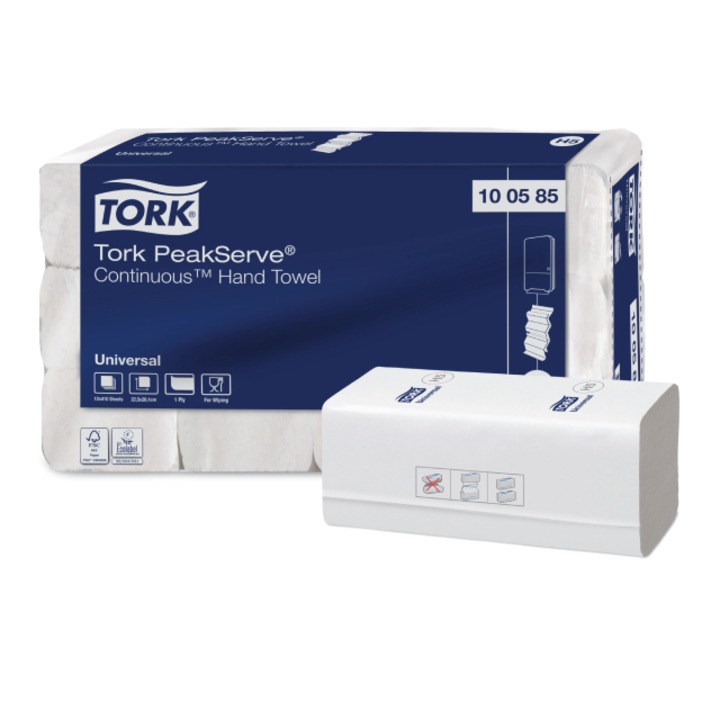 Tork PeakServe Continuous papírtörlő csomag, H5, 100585, 1 réteg, fehér, 12 db