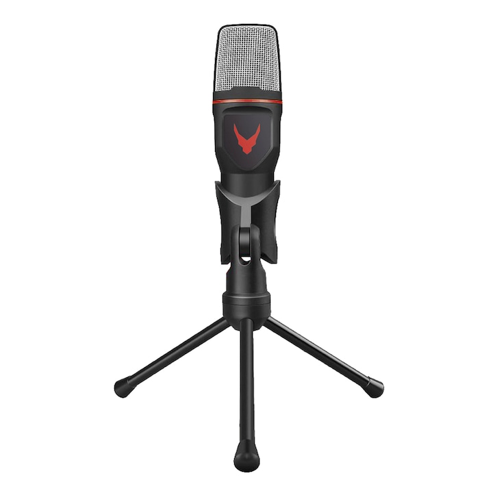 VARR 45202 Asztali mikrofon állvánnyal, 3,5 mm-es kábel jack dugóval, 180 cm hosszú, streaminghez és játékhoz