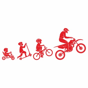 Sticker decorativ, Priti, pentru casa, evolutia motociclistului, de la copil la adult, Rosu 115x44 cm Sticker decorativ, Priti, pentru casa, evolutia motociclistului, de la copil la adult, Rosu 115x44 cm