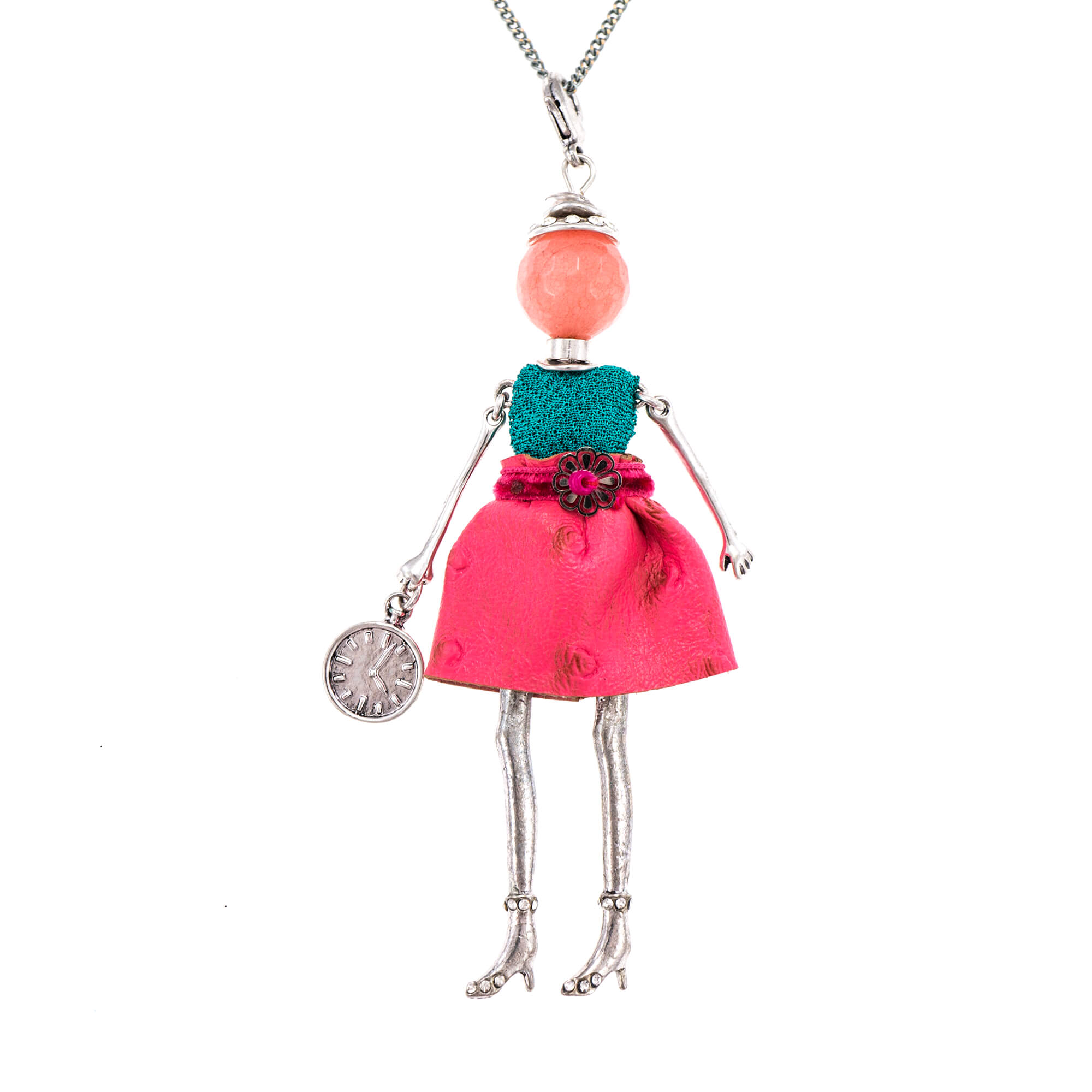 Pandantiv cu lant Bambola in Stile Londinese Color-Pink, Pret-a-porter Style by Roxannes - Bambole Milanesi, Roz 42090-Pink