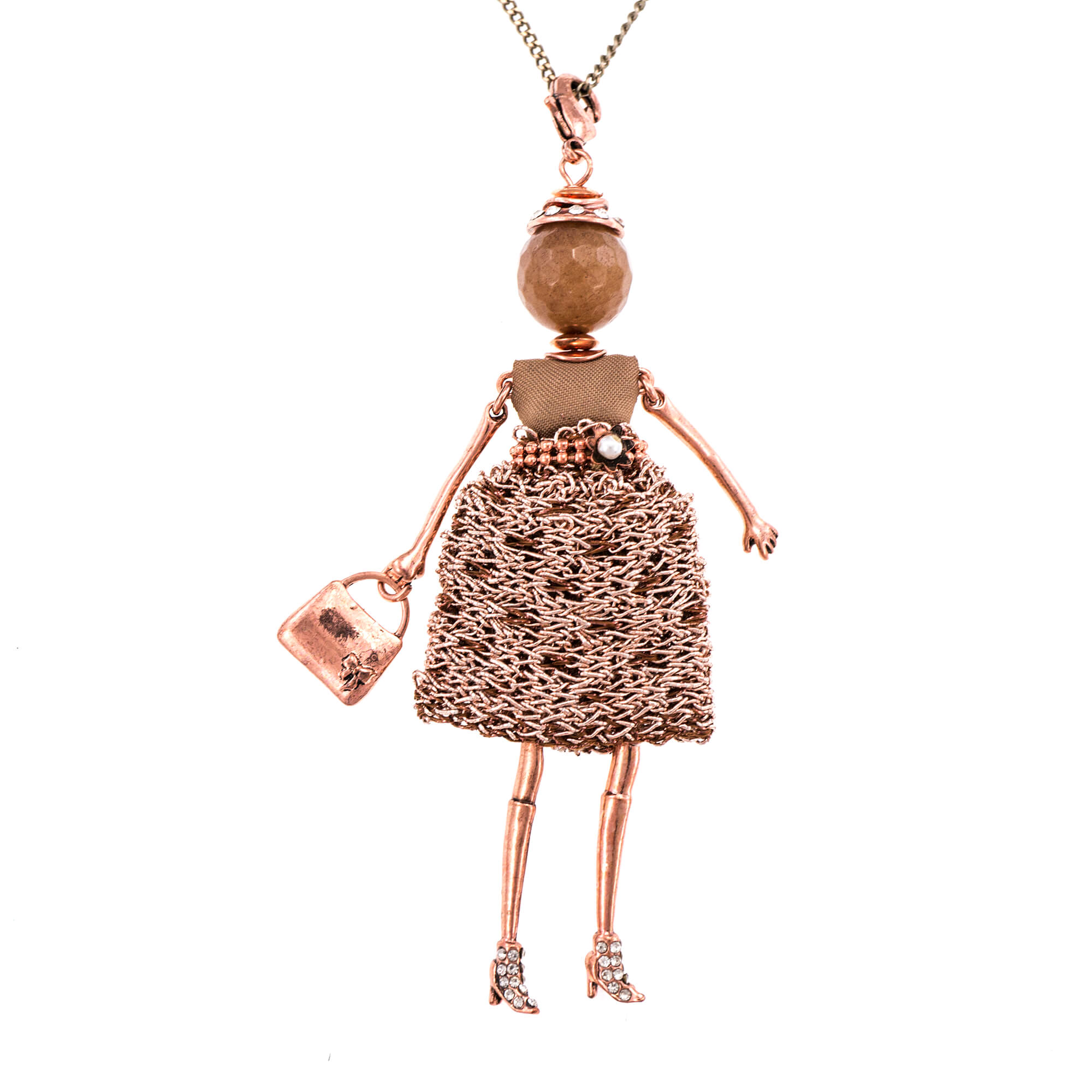 Pandantiv cu lant Bambola in Stile Haga-Sparkle-Copper, Haute Couture Style by Roxannes - Bambole Milanesi, Bej 42520-Copper