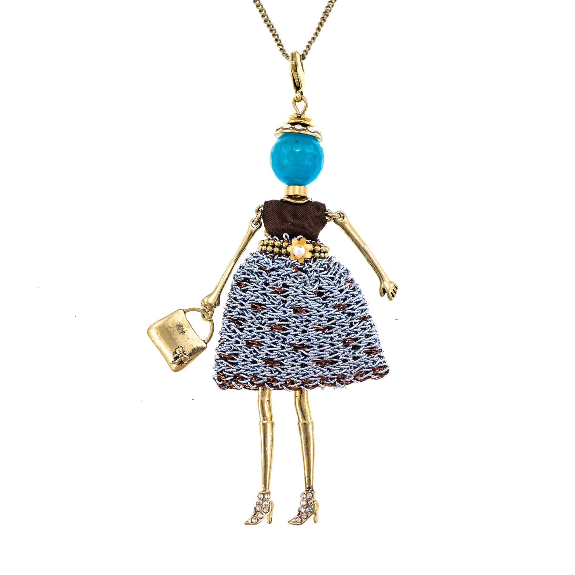 Pandantiv cu lant Bambola in Stile Haga-Sparkle-Gold, Haute Couture Style by Roxannes - Bambole Milanesi, Multicolor 42520-Gold