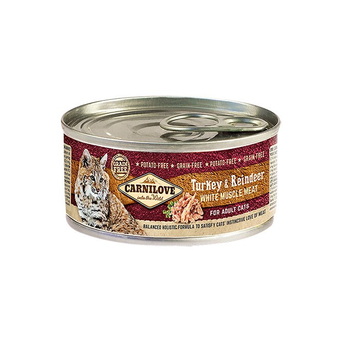 Hrana umeda pentru pisici adulte Carnilove Curcan si Caprioara, 4 x 100 g