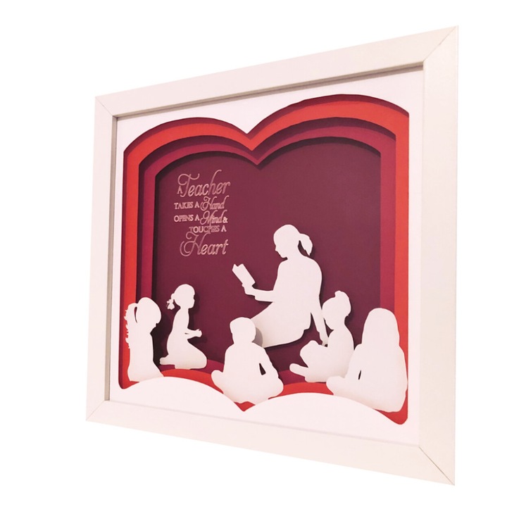 Tablou 3D, luminos, personalizabil pentru educatoare/ invatatoare/ profesoara, Noor Handmade Atelier, 25 x 25cm