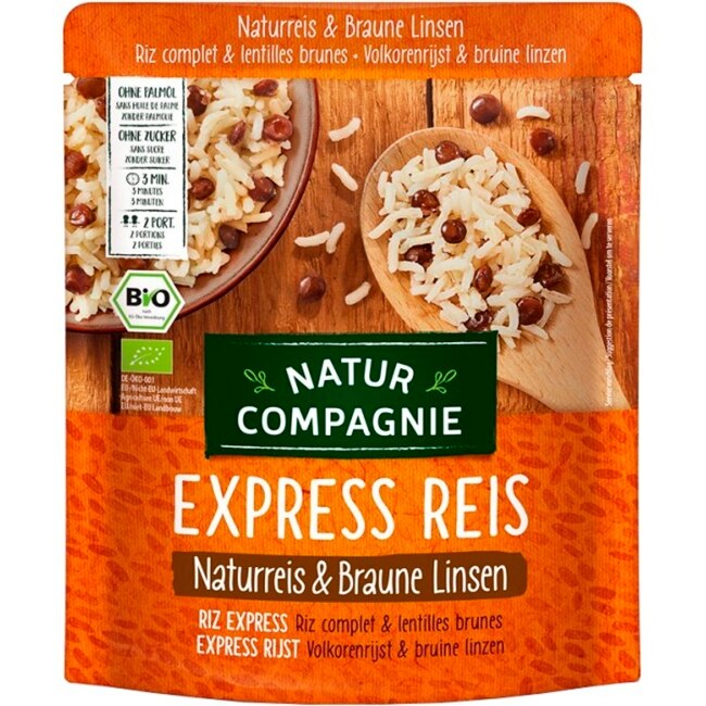 Orez BIO integral si linte bruna, Express Reis, Natur Compagnie 250 g