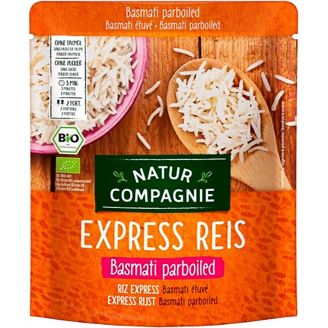 Orez Basmati BIO cu bob lung, prefiert, Express Reis, Natur Compagnie, 250 g