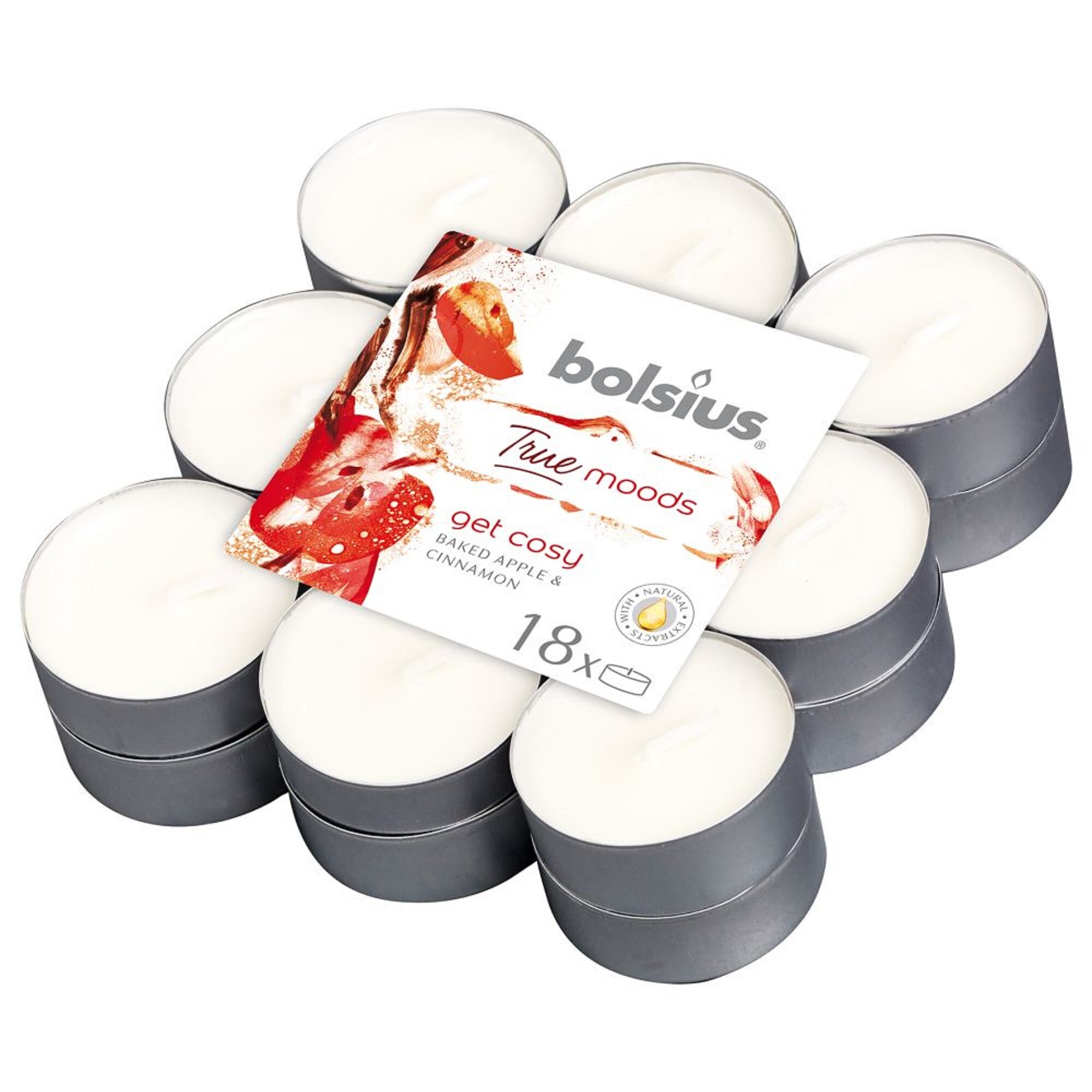 Lumanare pastila 4h 18 buc Bolsius - Get Cosy - Mar copt si scortisoara