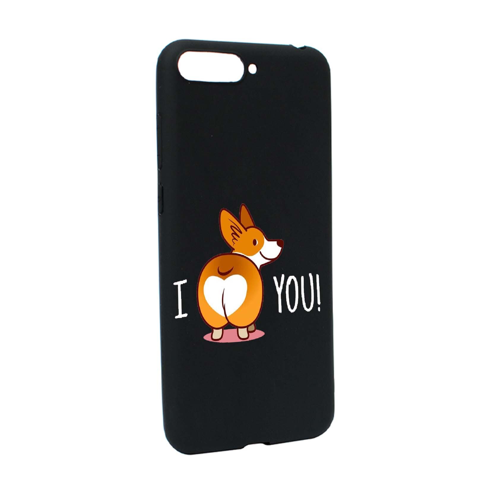 Husa de protectie Sweet Doggy Emoji, pentru Huawei Y6 2018 / Y6 Prime 2018, rezistenta la uzura, anti-alunecare, din silicon Premium, B593