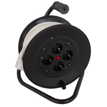 Derulator prelungitor ReLee cablu electric, 25 m cu tambur,3 x 1.5 mmp, 4 prize si contact de protectie Derulator prelungitor ReLee cablu electric, 25 m cu tambur,3 x 1.5 mmp, 4 prize si contact de protectie
