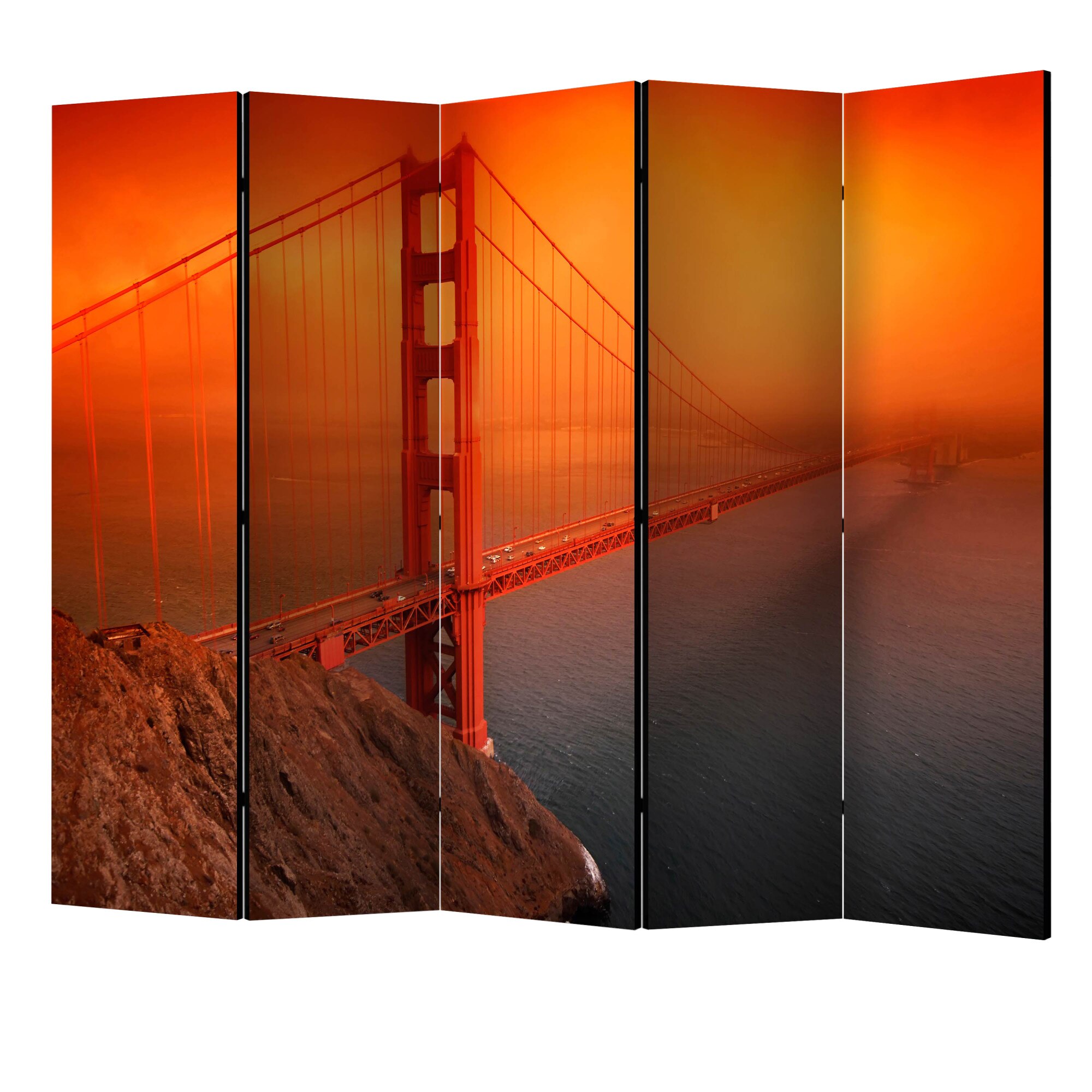 Paravan din 5 parti - Podul golden gate II - 225 x 172 cm