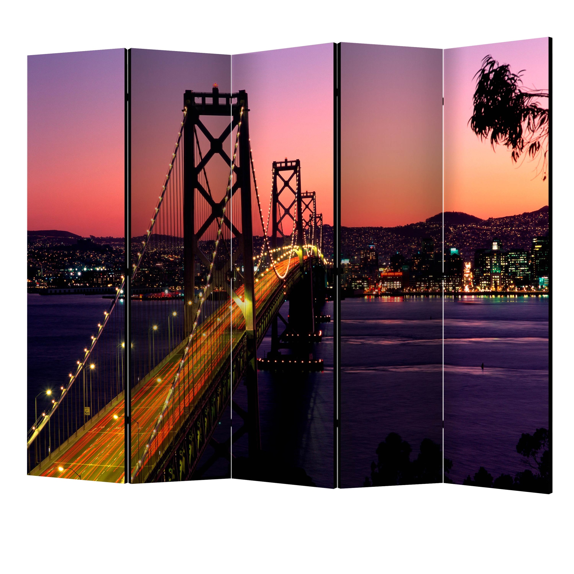 Paravan din 5 parti - Seara fermecatoare in san francisco II - 225 x 172 cm