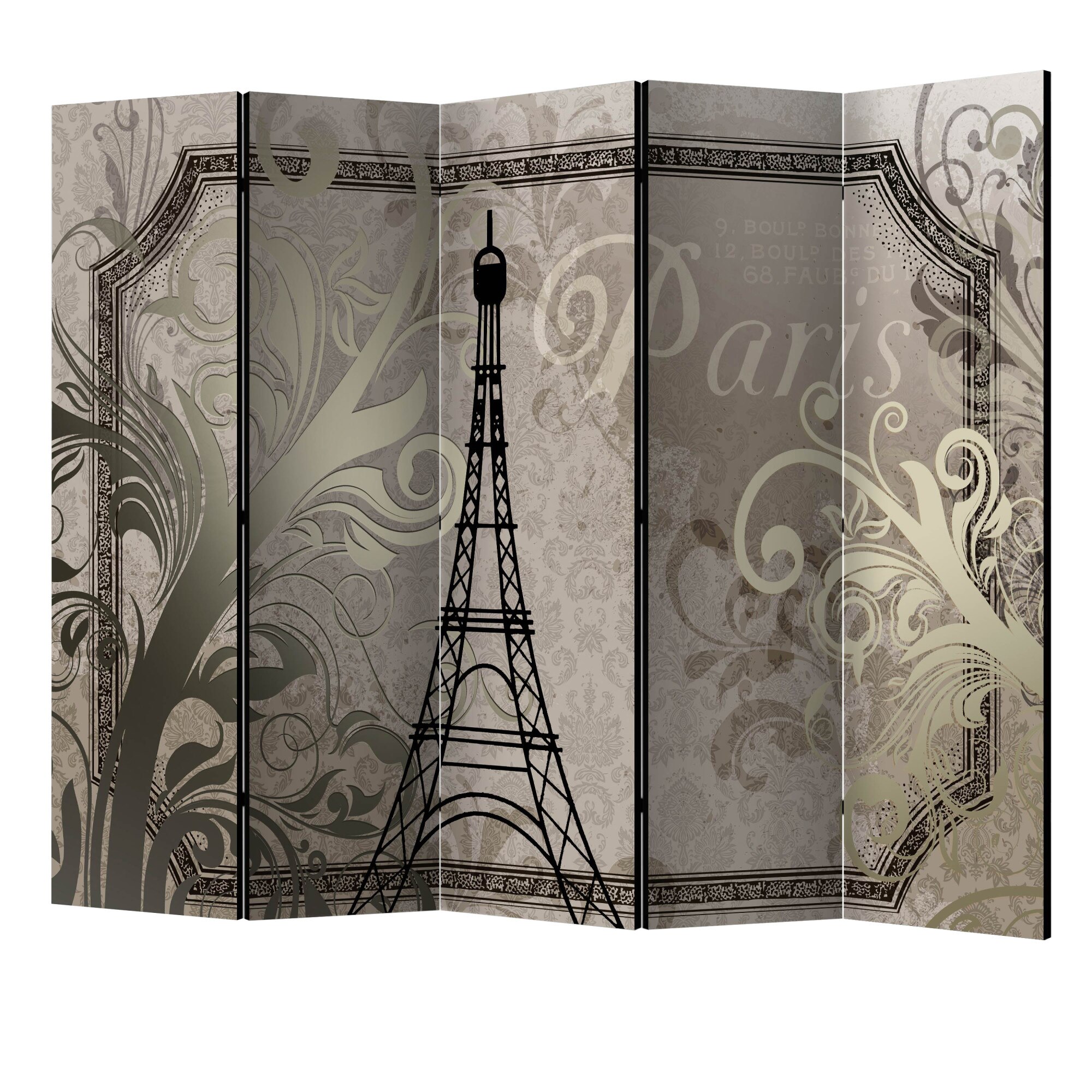 Paravan din 5 parti - Vintage paris aur II - 225 x 172 cm