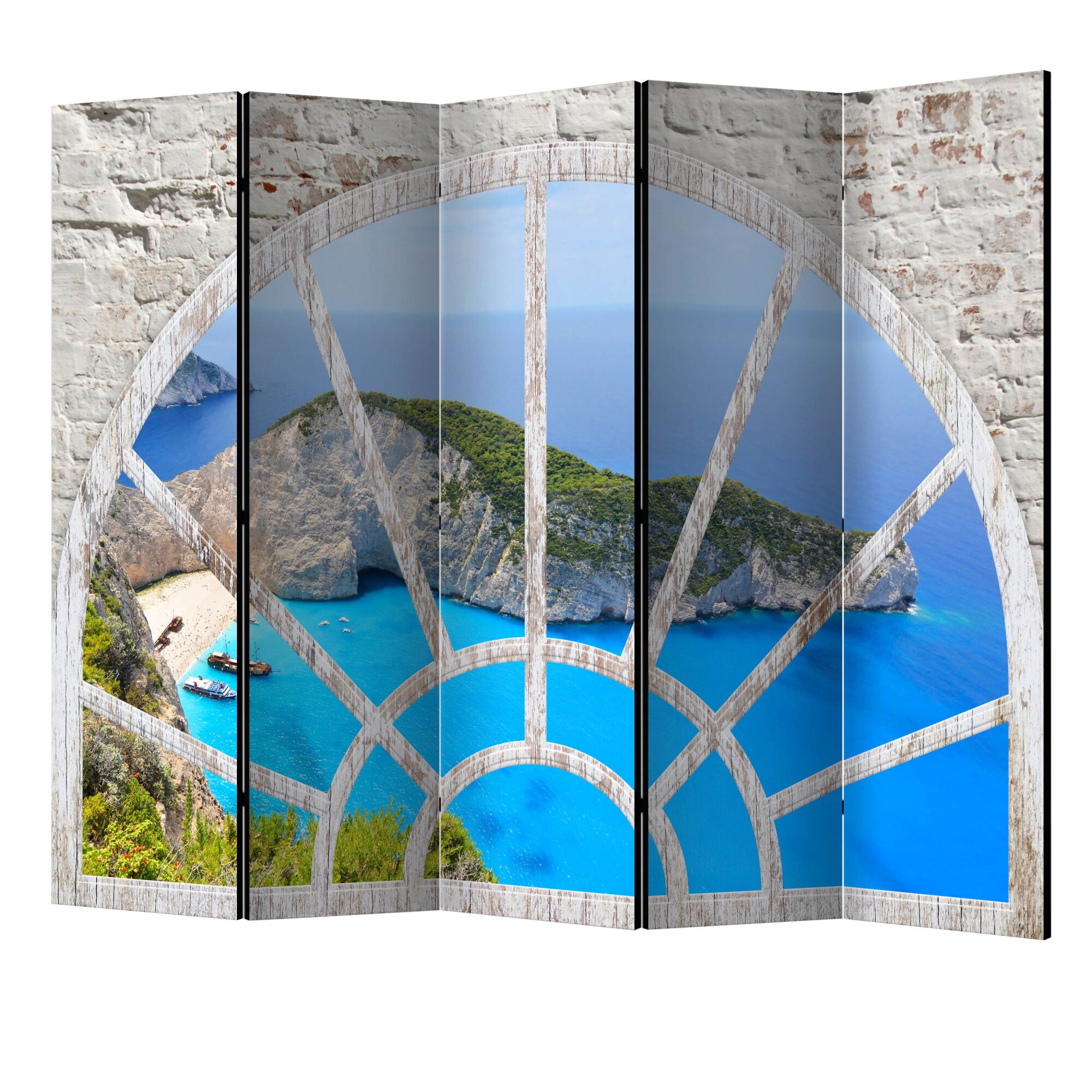 Paravan din 5 parti - Uita-te la insula viselor II - 225 x 172 cm