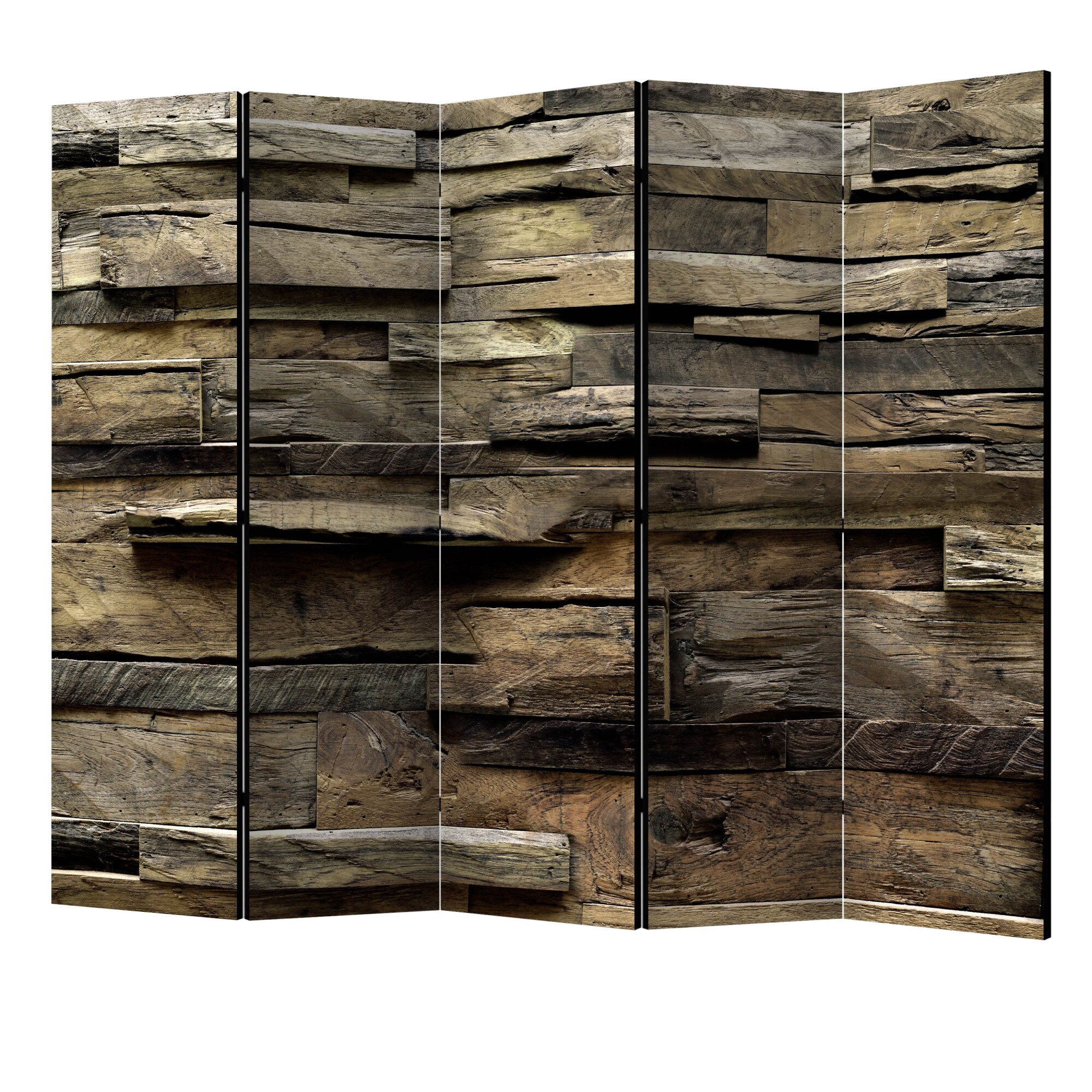 Paravan din 5 parti - Stil rustic cabana II - 225 x 172 cm