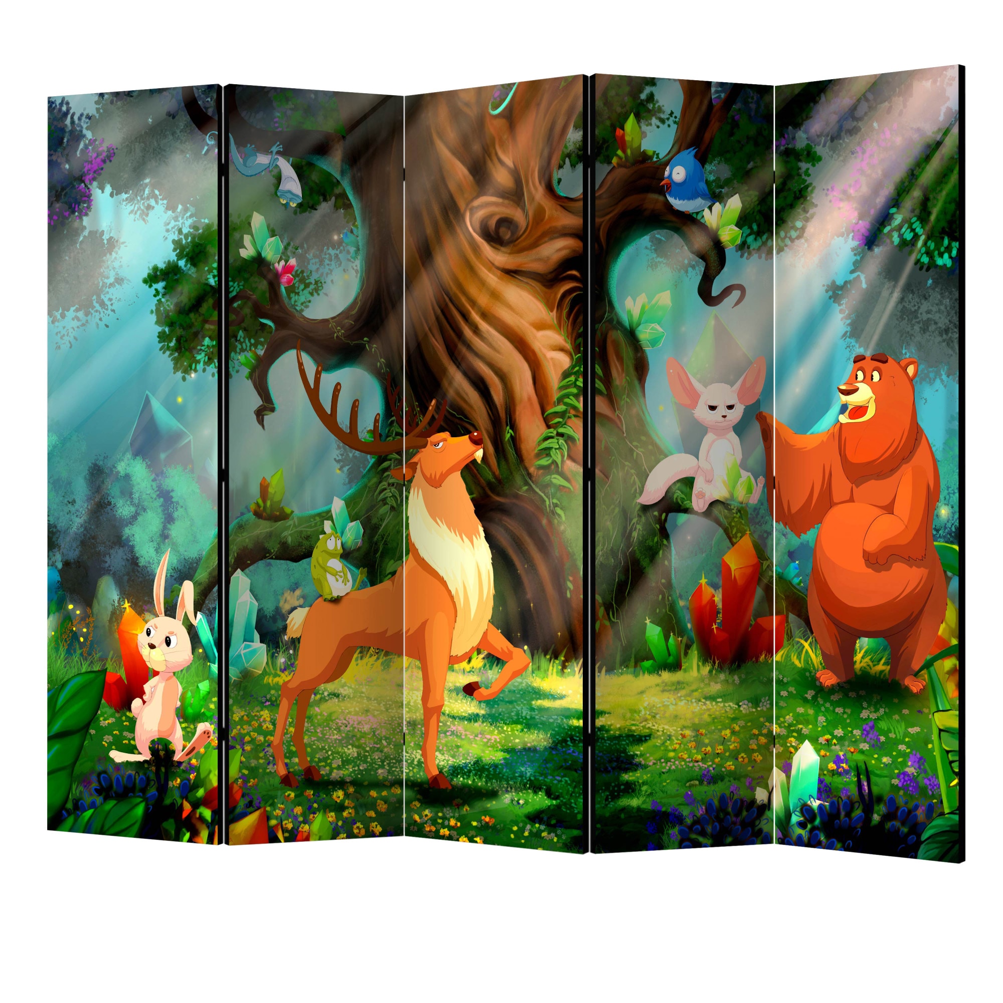 Paravan din 5 parti - Ursul si prietenii II - 225 x 172 cm