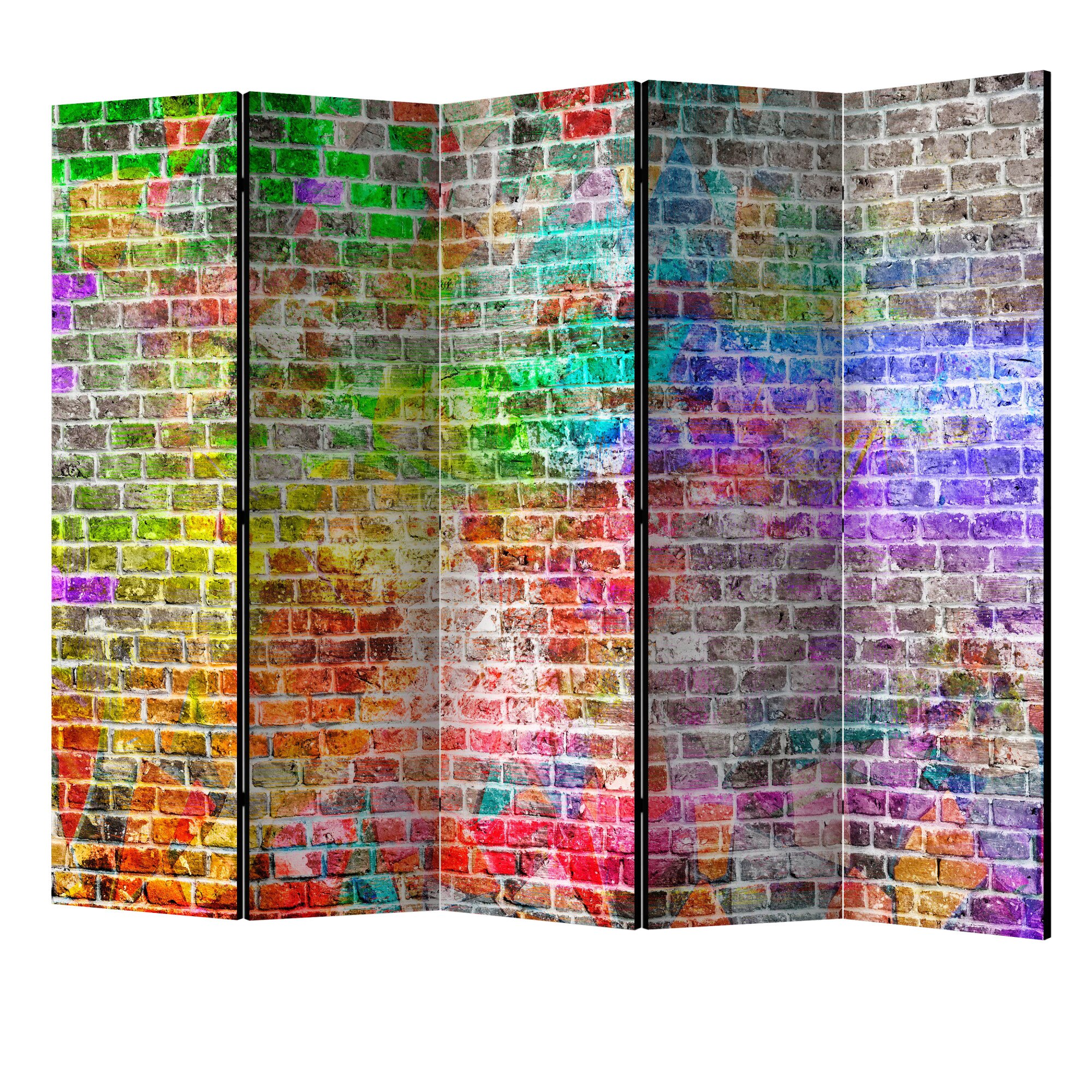 Paravan din 5 parti - Zidul curcubeului II - 225 x 172 cm