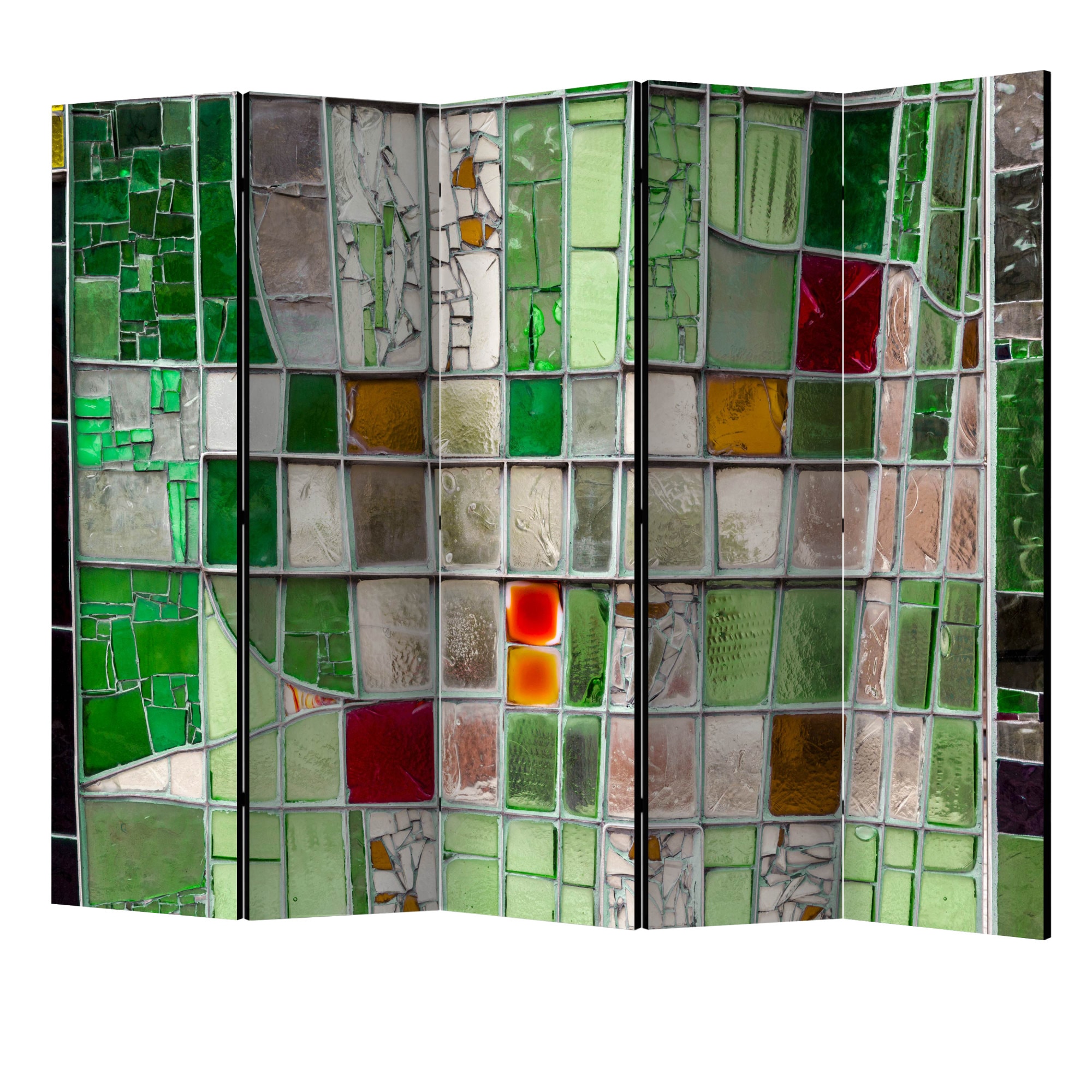 Paravan din 5 parti - Vitraliu de smarald II - 225 x 172 cm